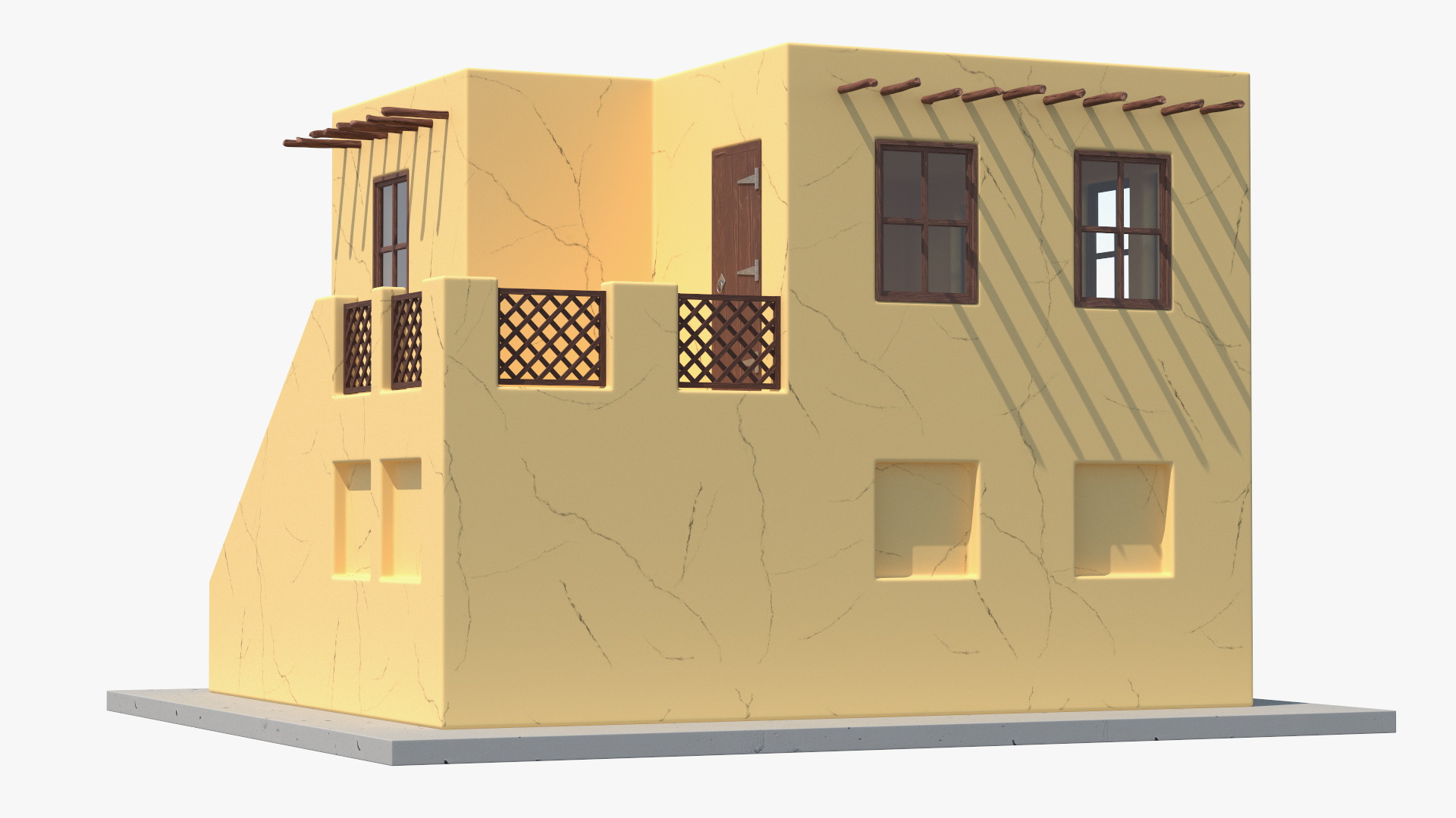 Cartoon Arabian Style House with Staircase 3D