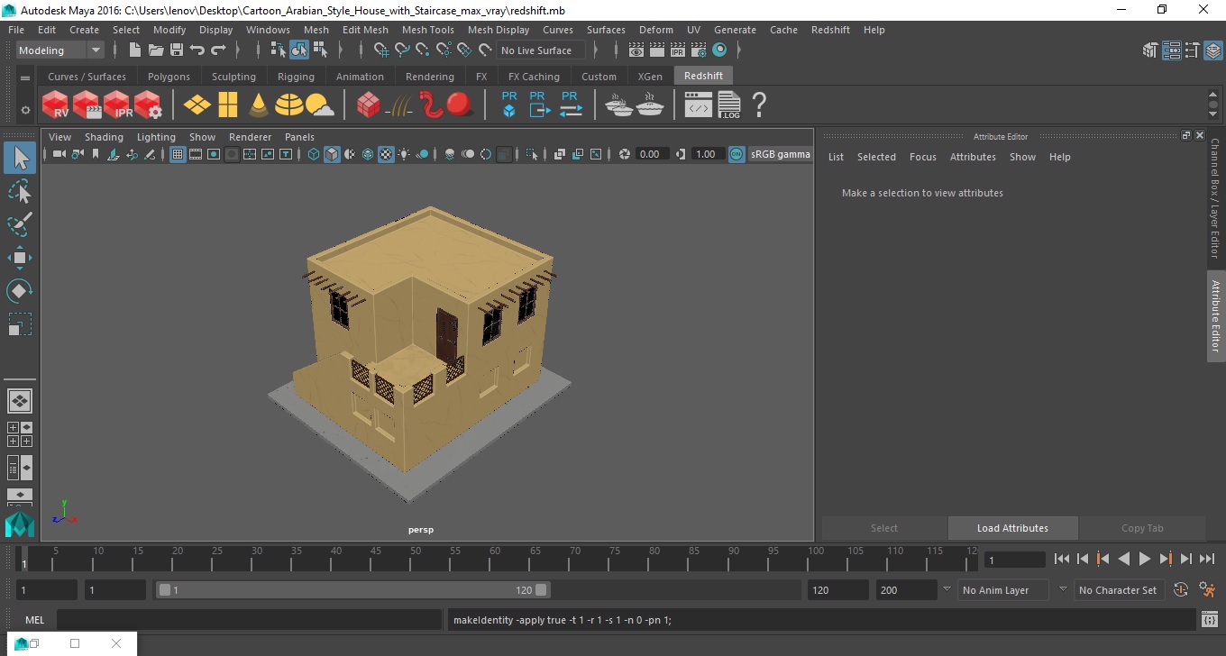Cartoon Arabian Style House with Staircase 3D