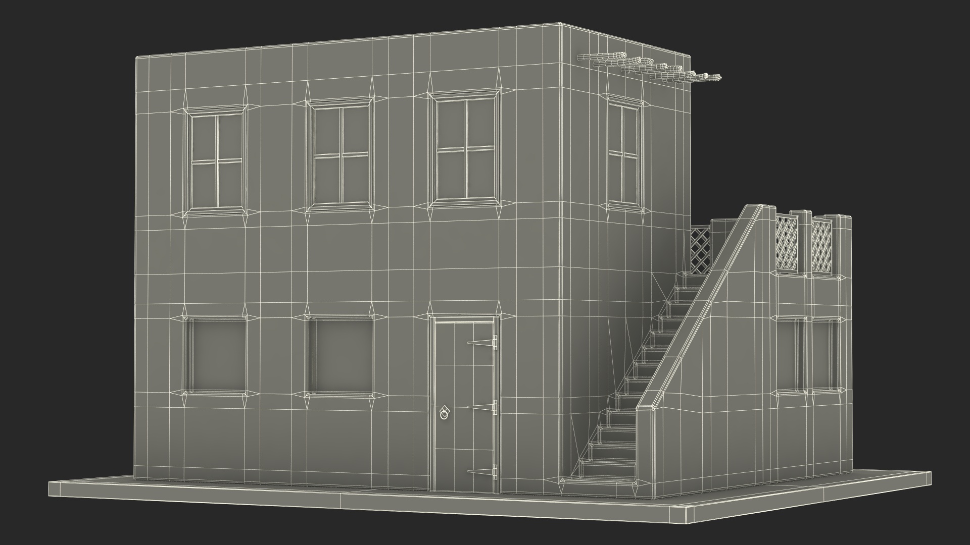 Cartoon Arabian Style House with Staircase 3D