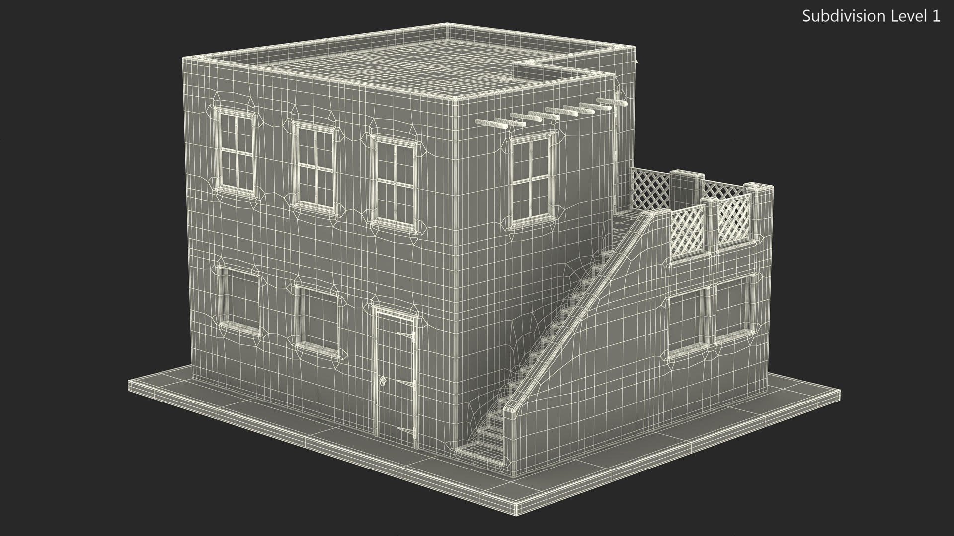 Cartoon Arabian Style House with Staircase 3D