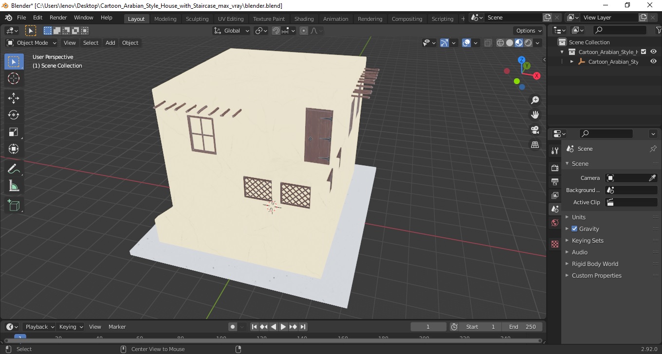 Cartoon Arabian Style House with Staircase 3D