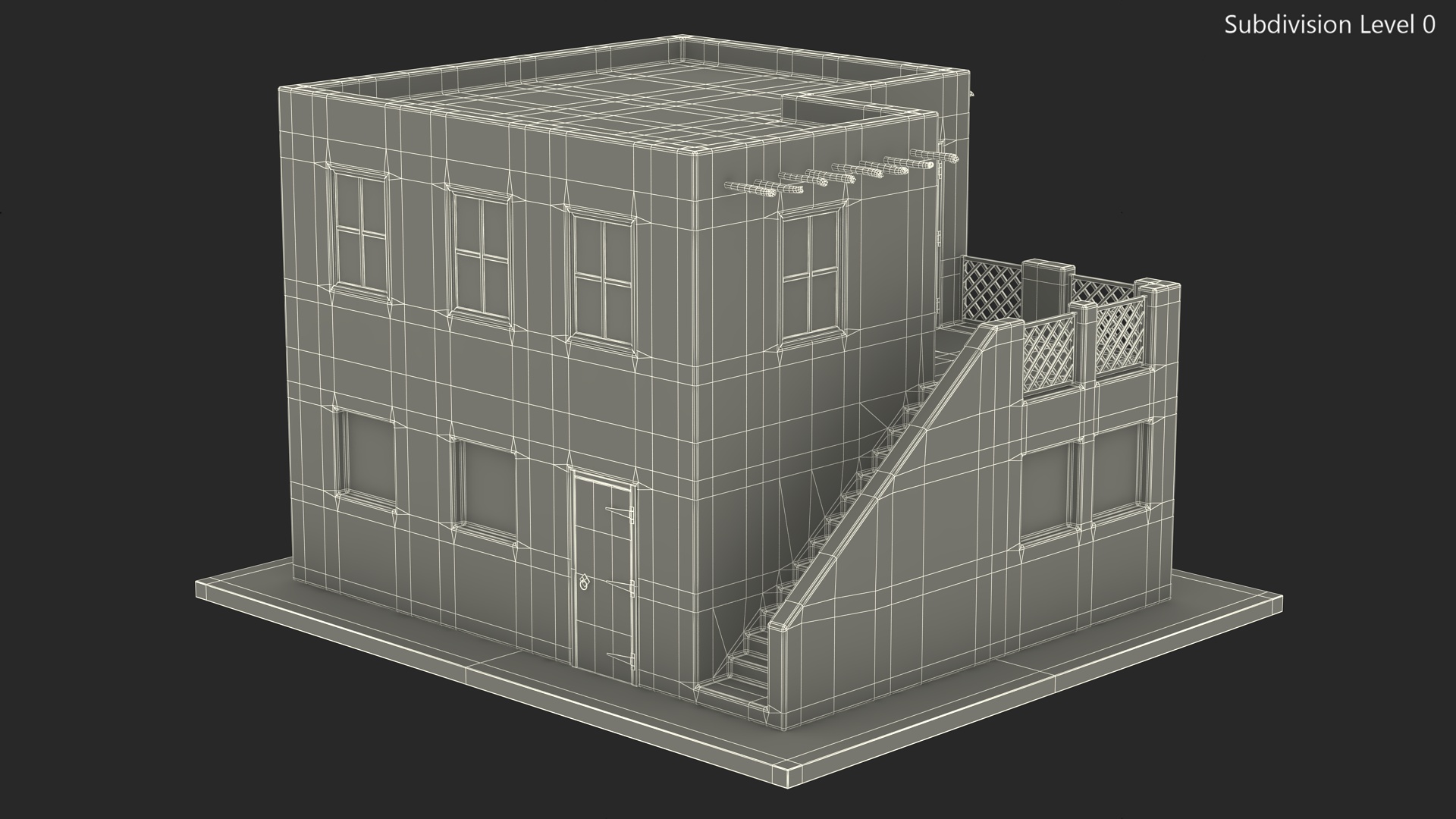 Cartoon Arabian Style House with Staircase 3D