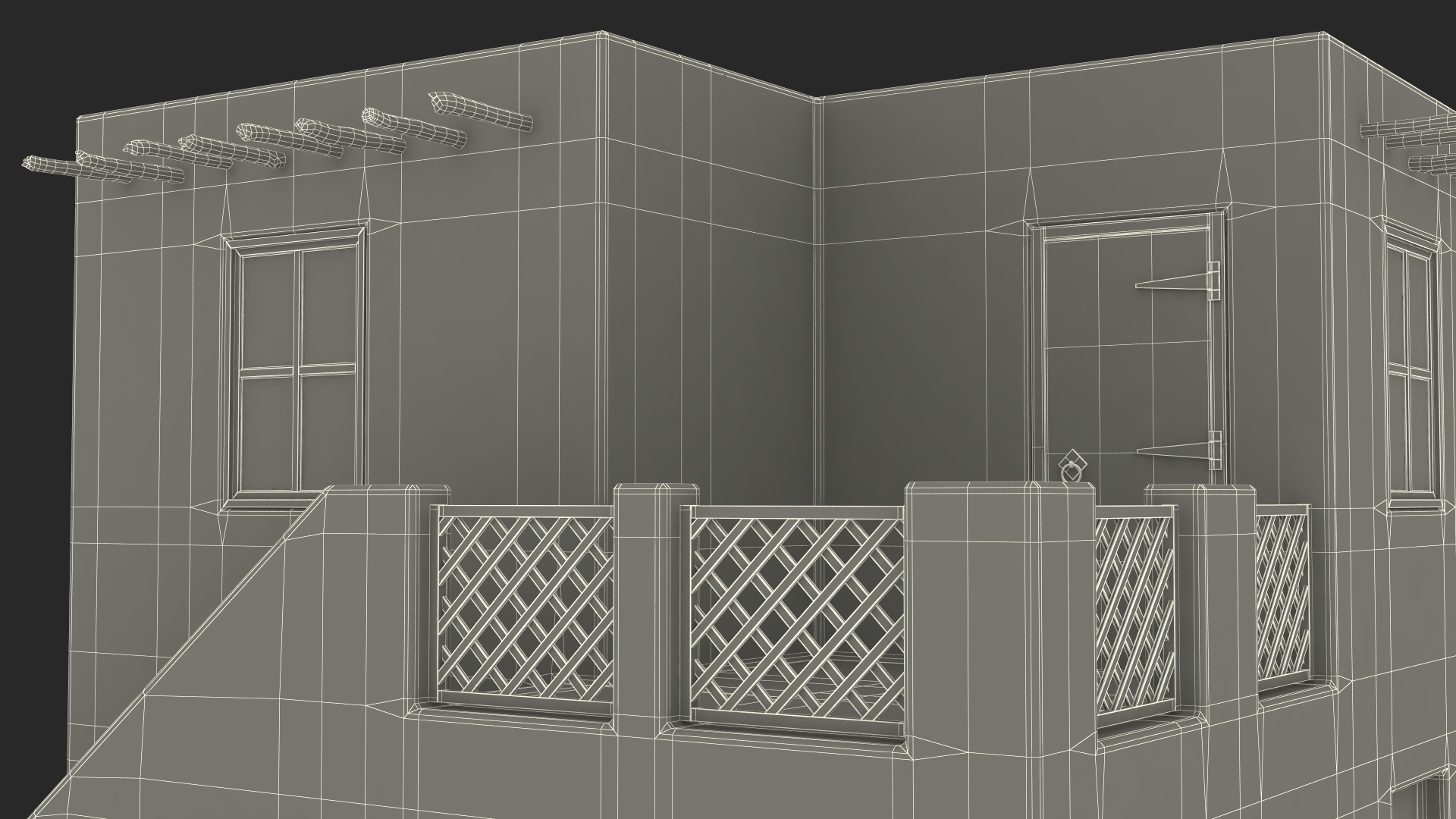 Cartoon Arabian Style House with Staircase 3D