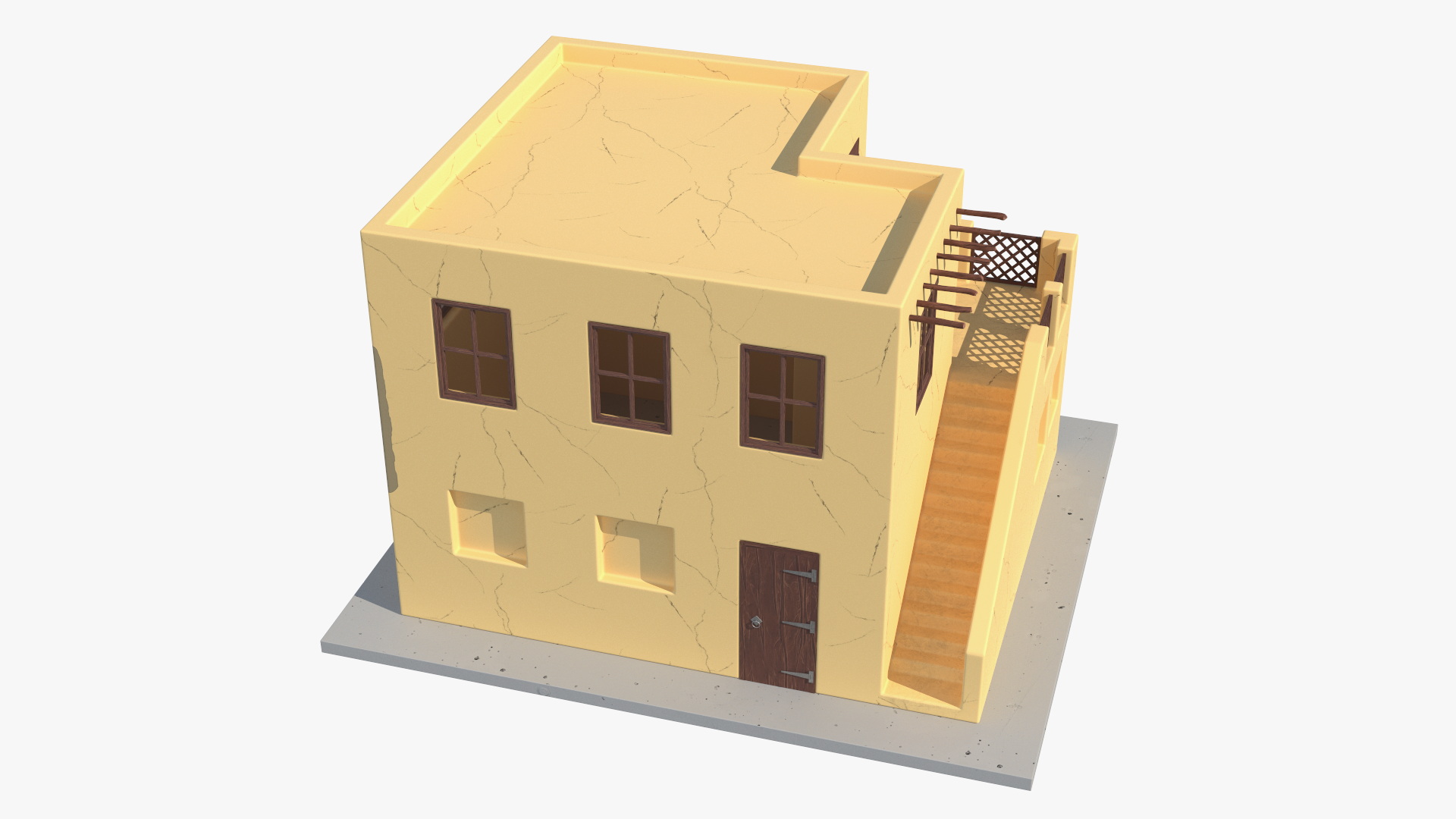 Cartoon Arabian Style House with Staircase 3D