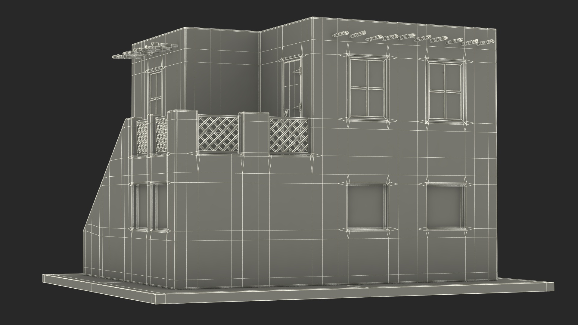 Cartoon Arabian Style House with Staircase 3D
