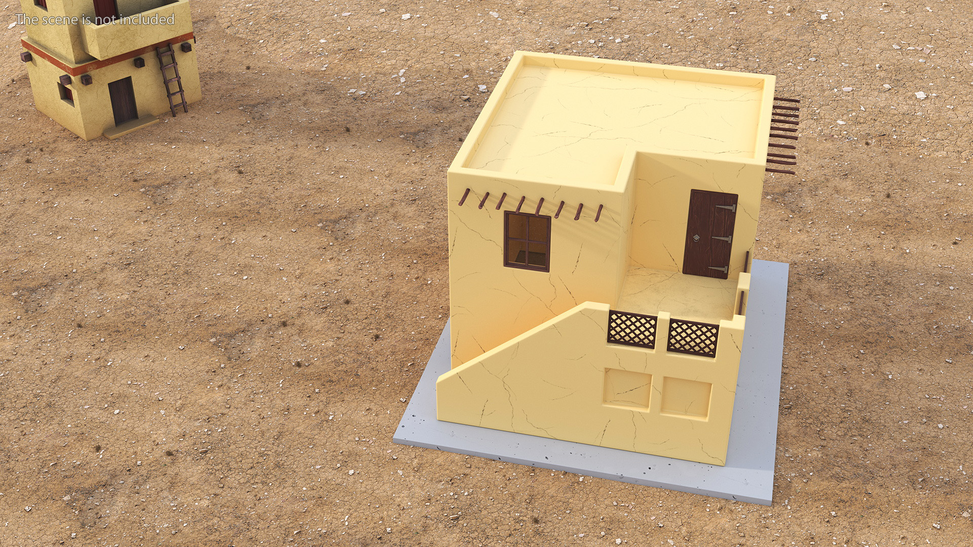 Cartoon Arabian Style House with Staircase 3D