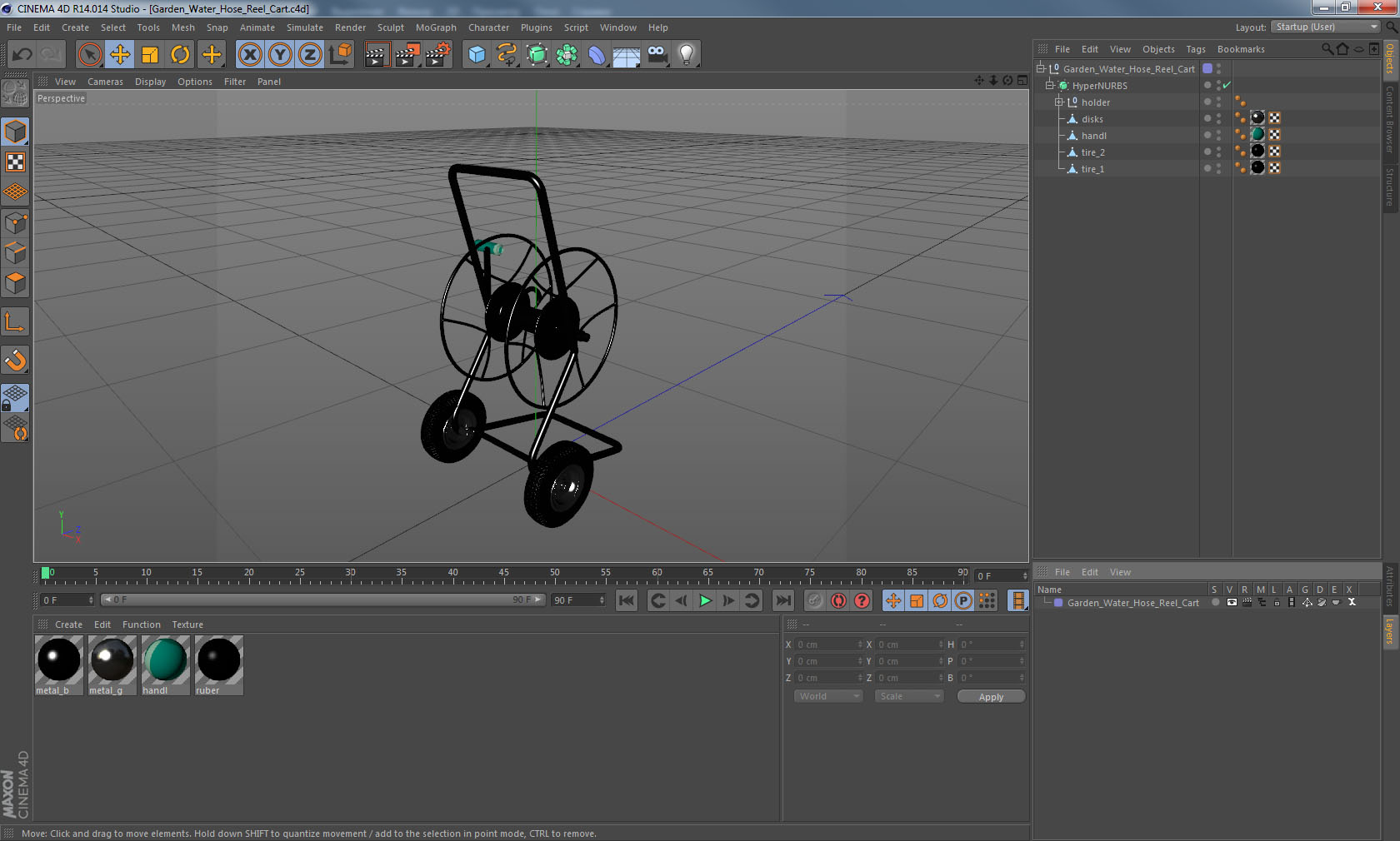 Garden Water Hose Reel Cart 3D