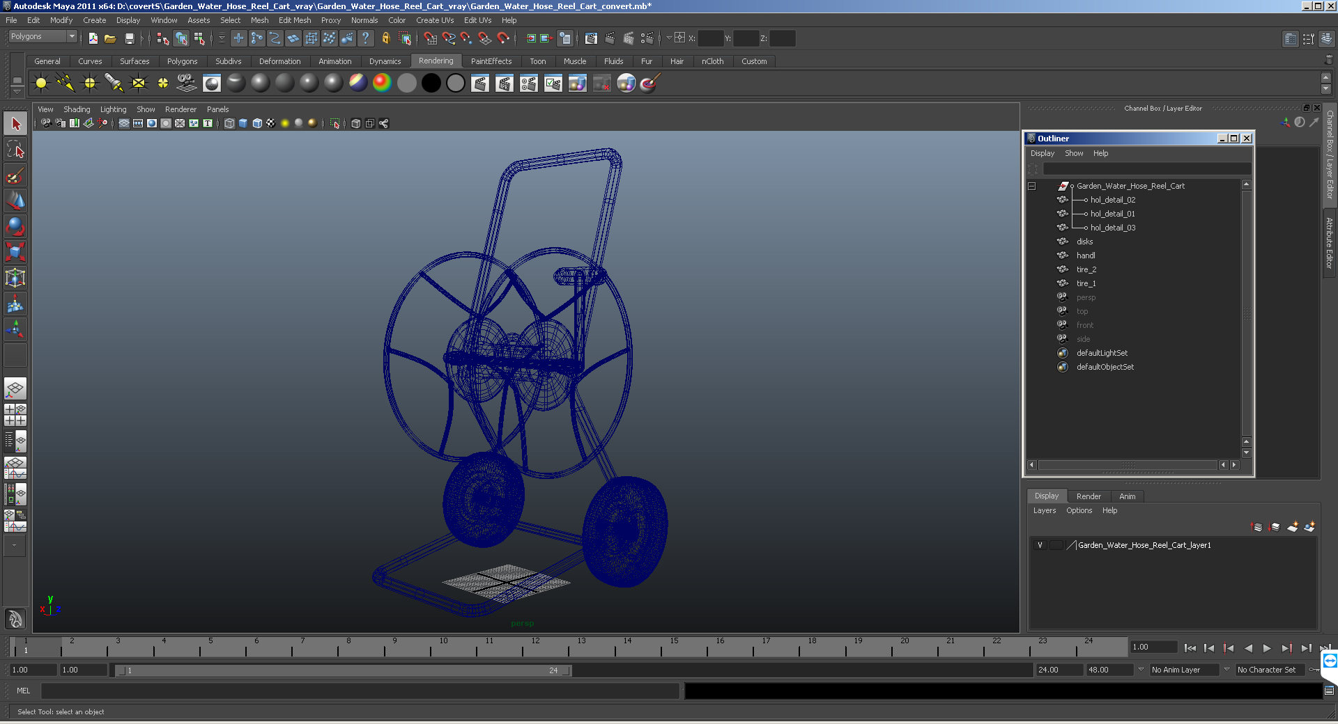 Garden Water Hose Reel Cart 3D