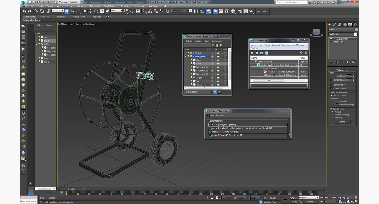 Garden Water Hose Reel Cart 3D