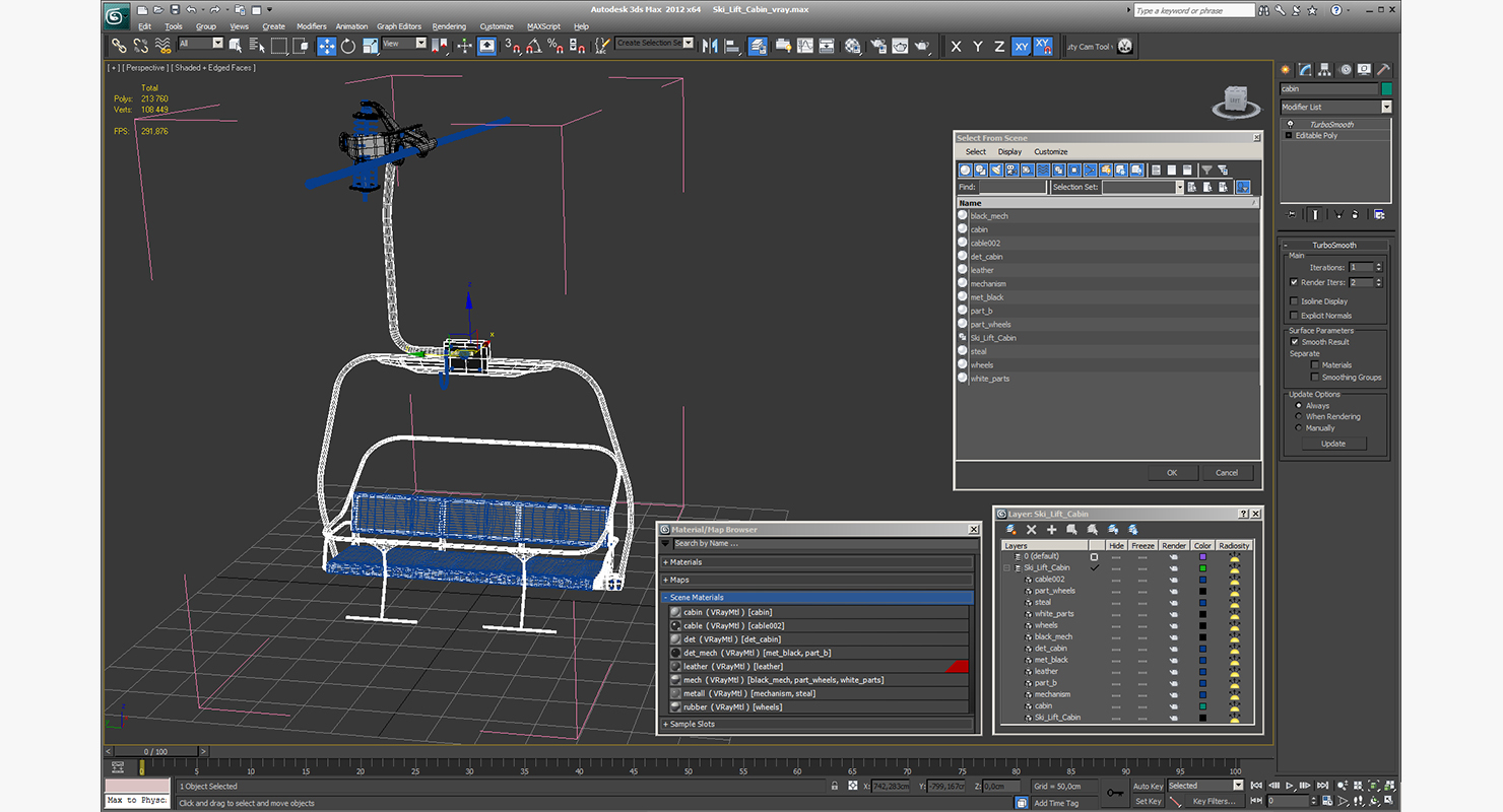 Ski Lift Cabin 3D model