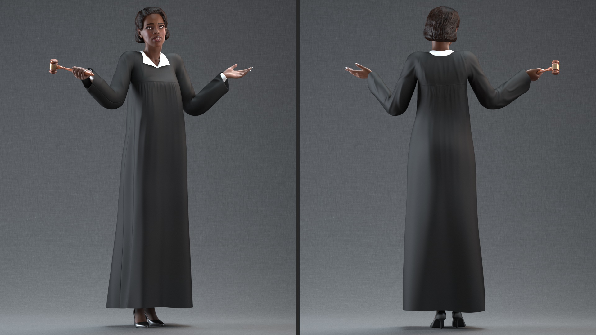 3D Dark Skin Judge Woman