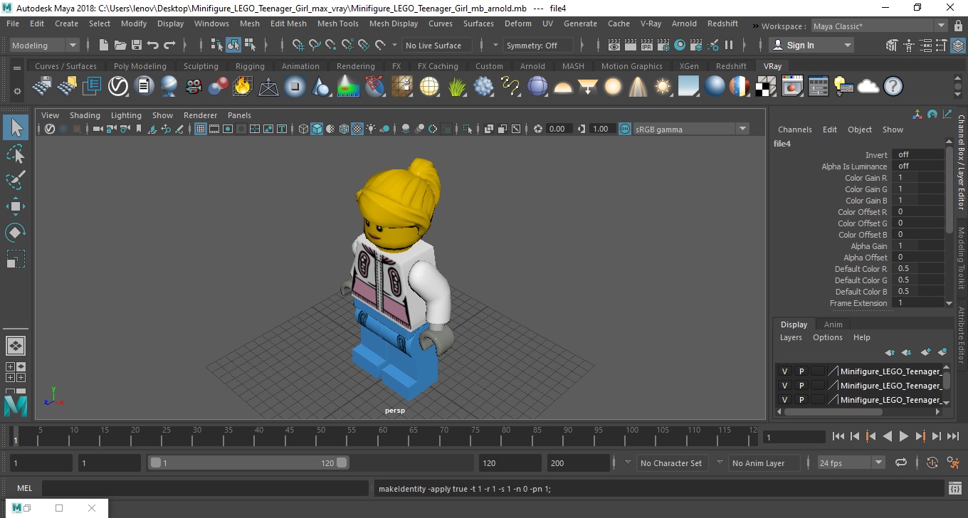 Minifigure LEGO Teenager Girl 3D model