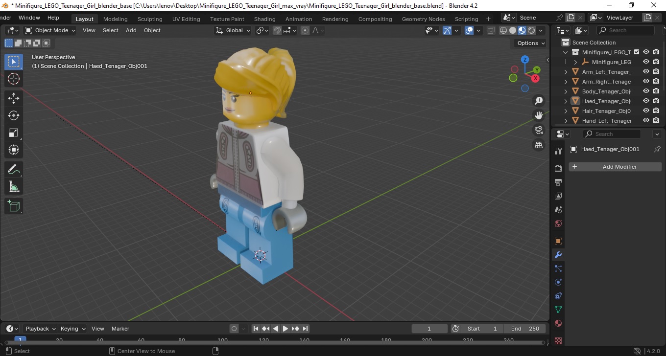 Minifigure LEGO Teenager Girl 3D model
