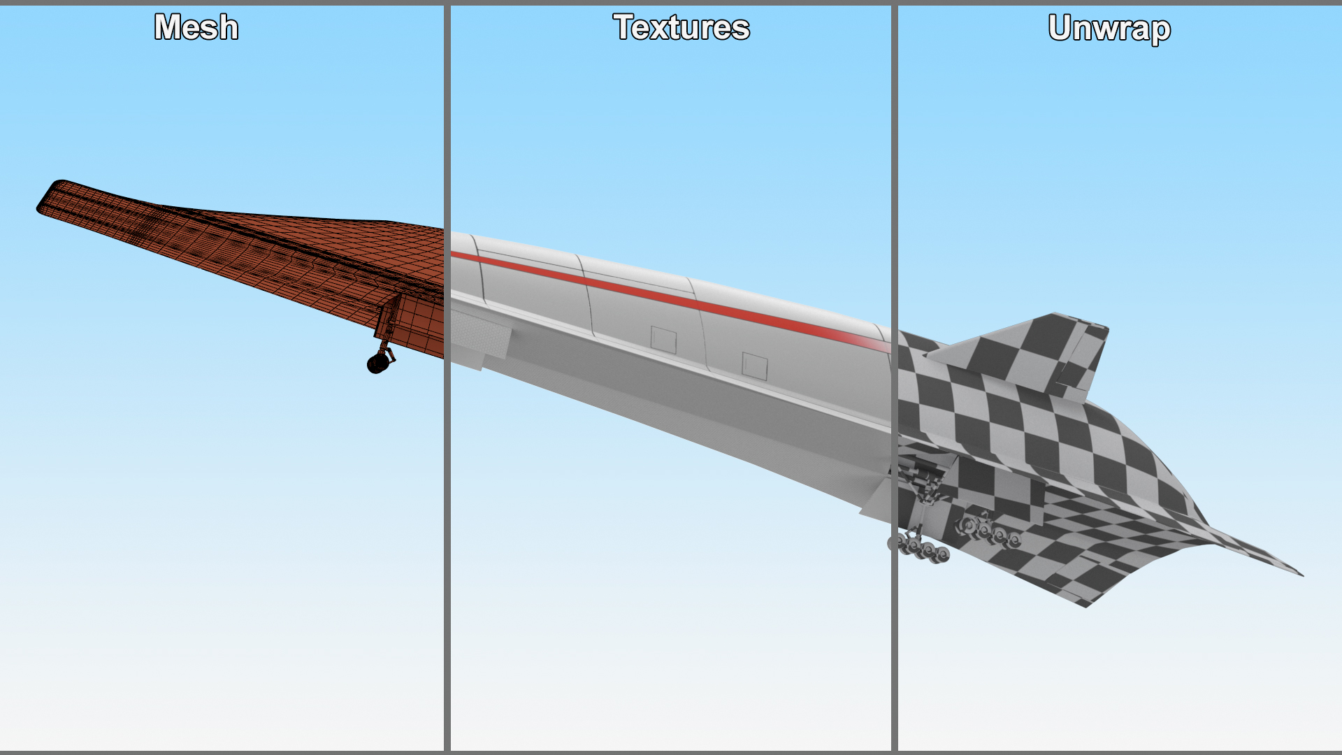Futuristic Hypersonic Passenger Plane Rigged 3D model