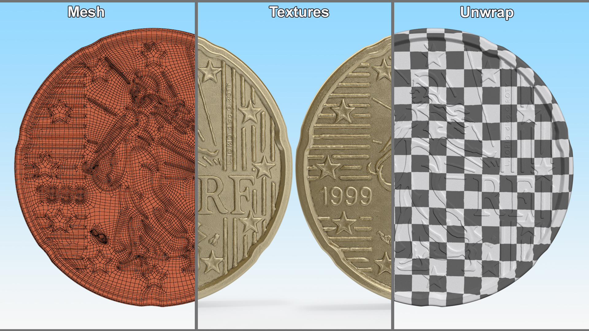 20 Euro Cent France 3D model