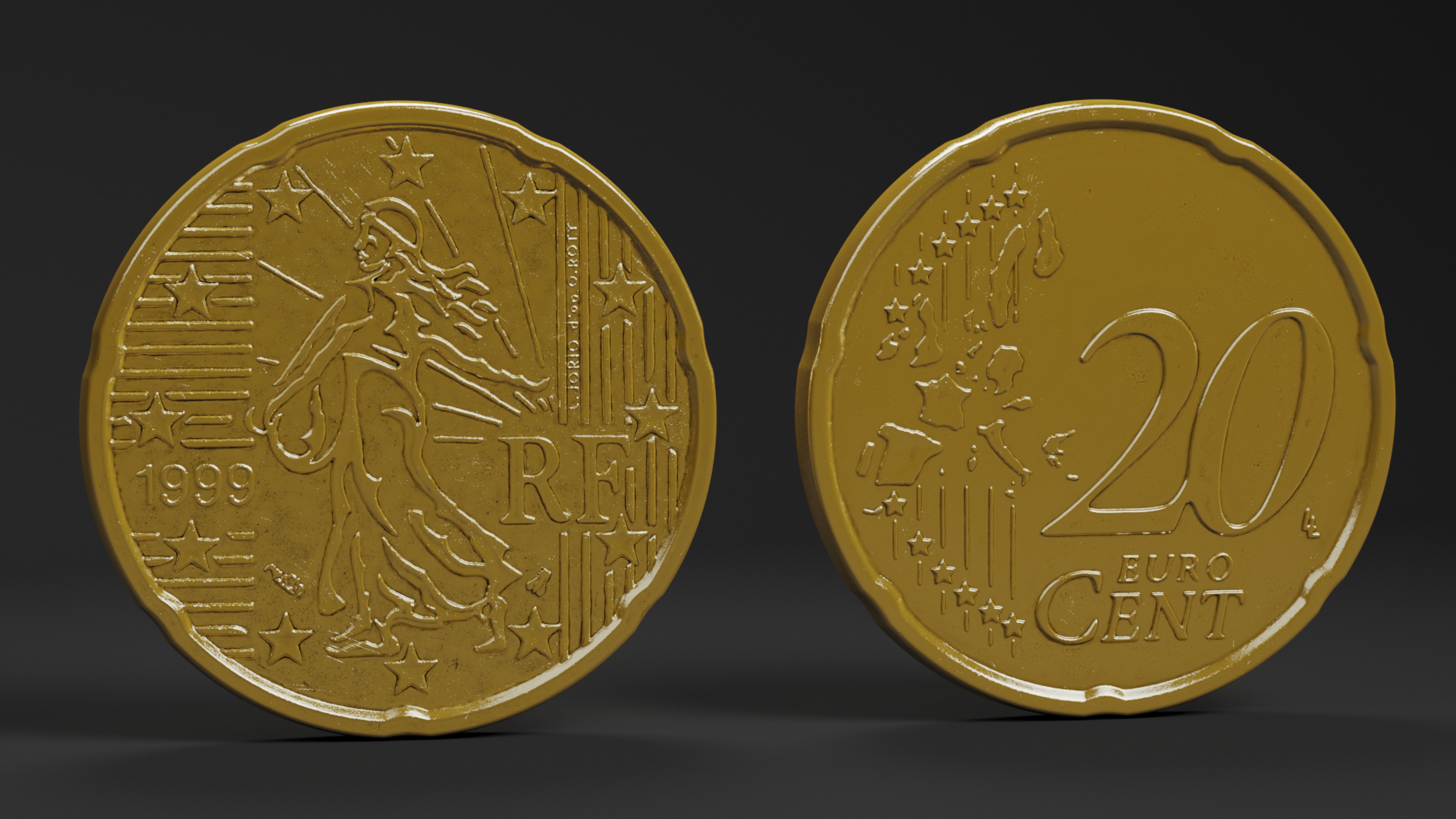 20 Euro Cent France 3D model