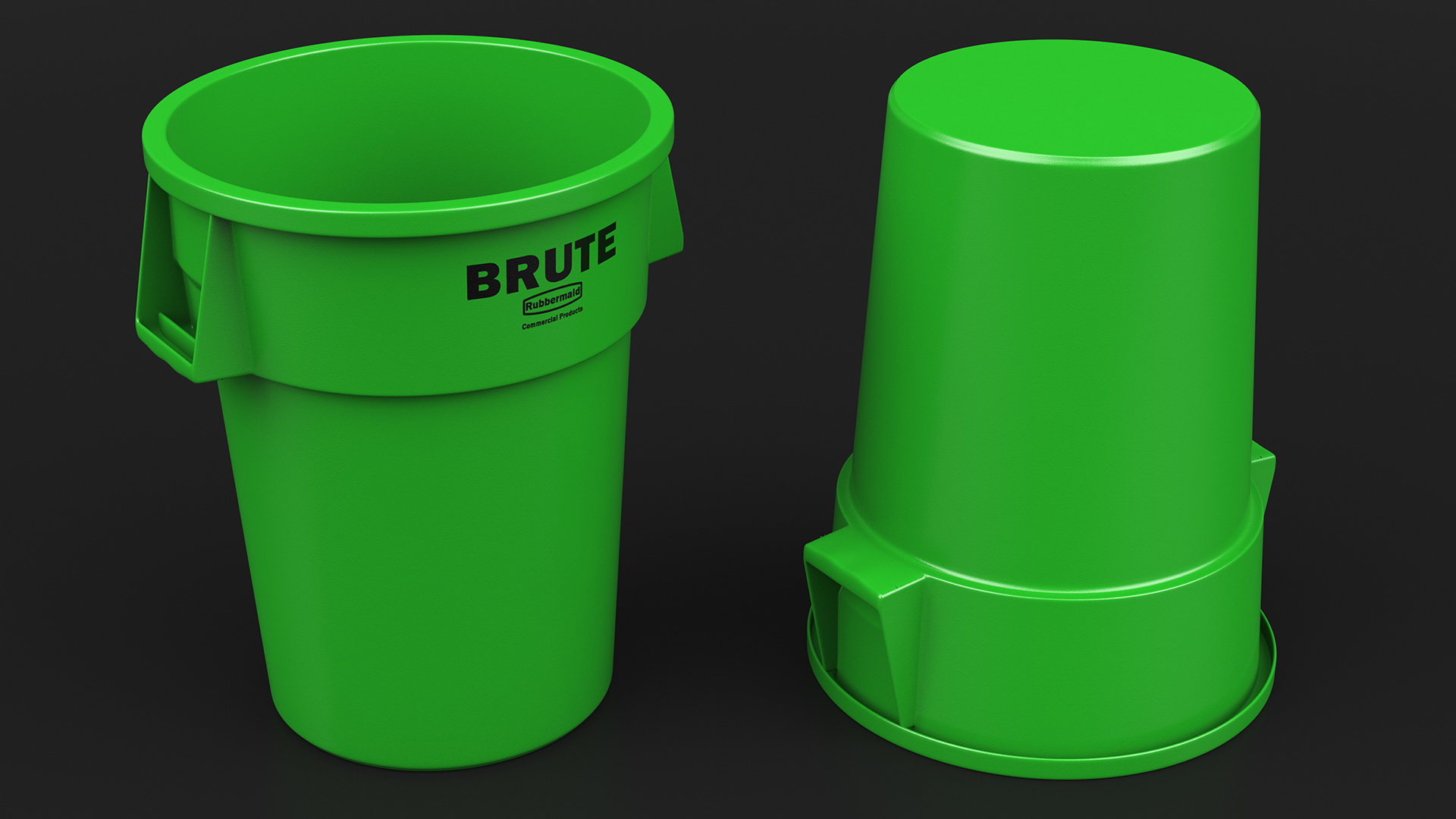 Green Round Waste Garbage Can 32 Gallon 3D model