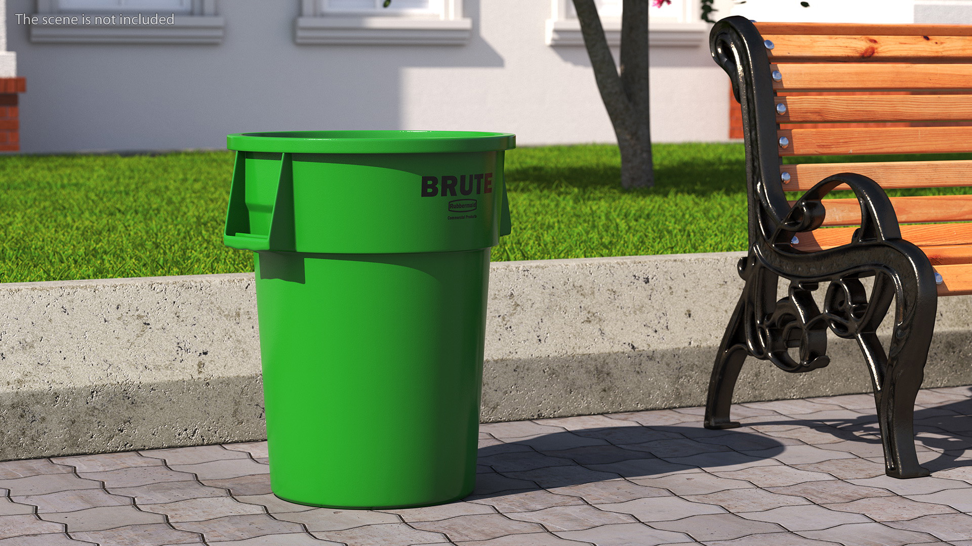 Green Round Waste Garbage Can 32 Gallon 3D model