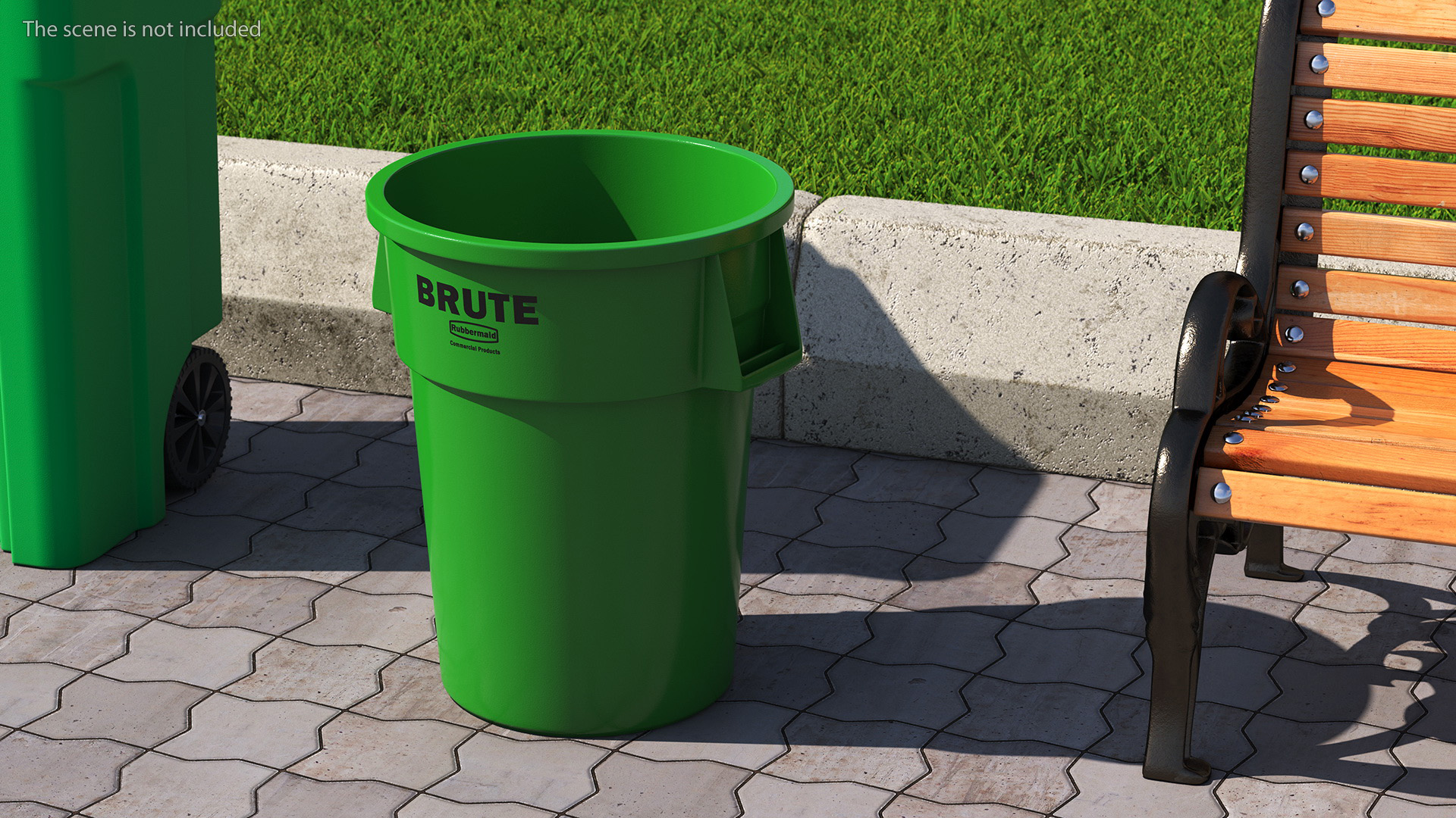 Green Round Waste Garbage Can 32 Gallon 3D model