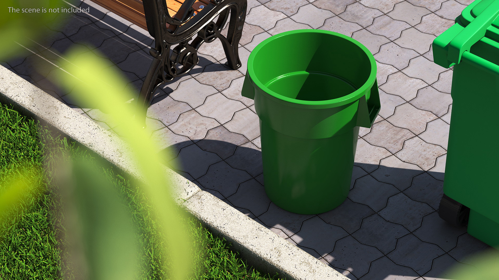 Green Round Waste Garbage Can 32 Gallon 3D model