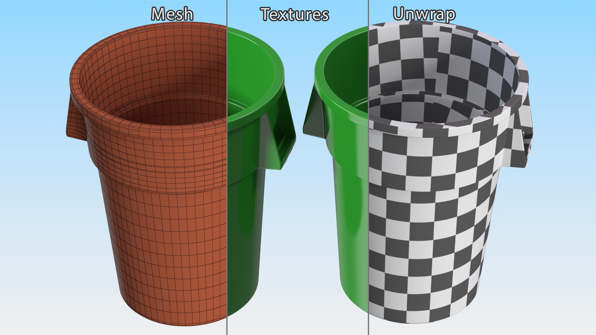 Green Round Waste Garbage Can 32 Gallon 3D model