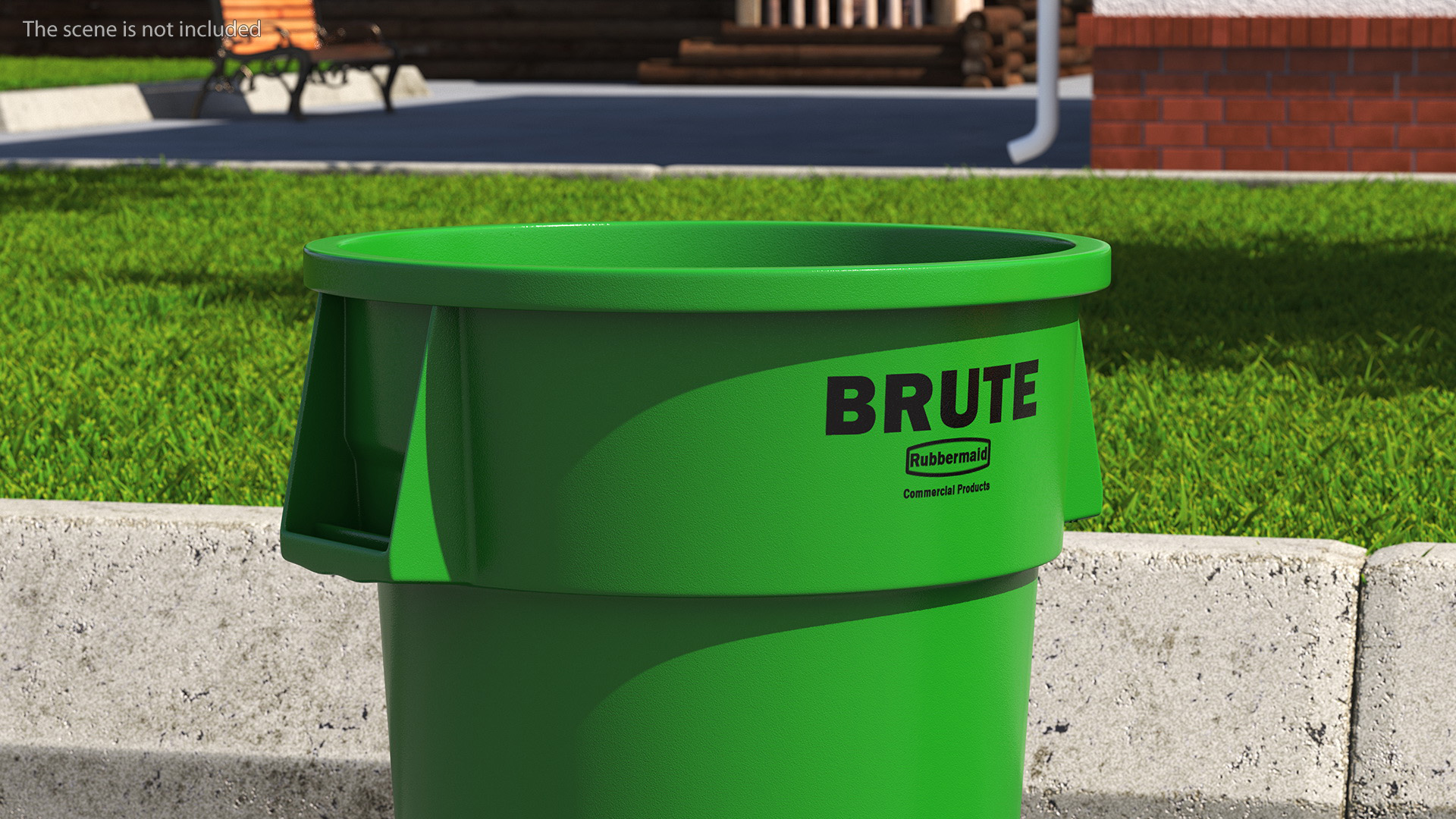 Green Round Waste Garbage Can 32 Gallon 3D model