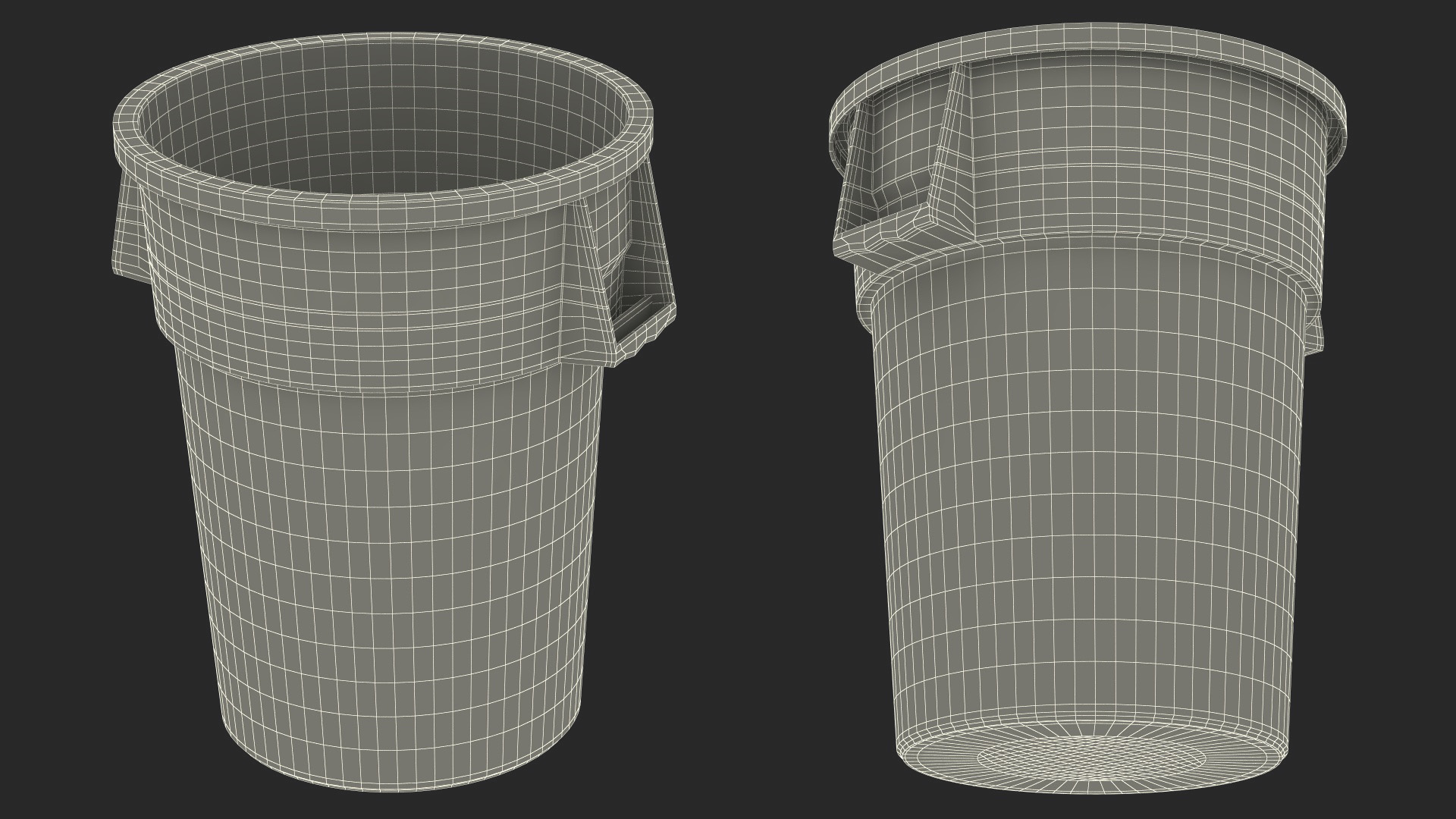 Green Round Waste Garbage Can 32 Gallon 3D model