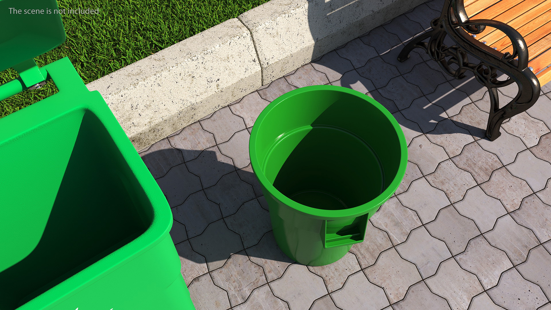 Green Round Waste Garbage Can 32 Gallon 3D model