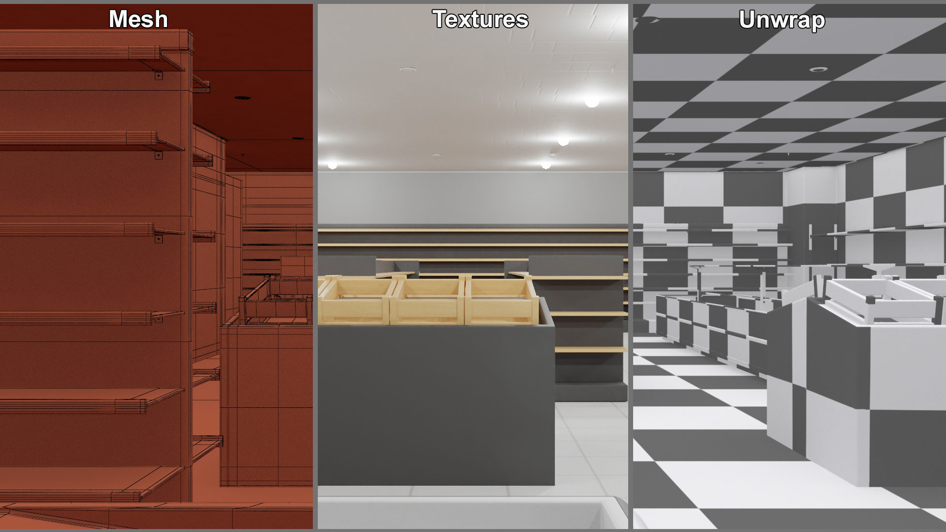 3D Minimarket Grocery Store Interior model