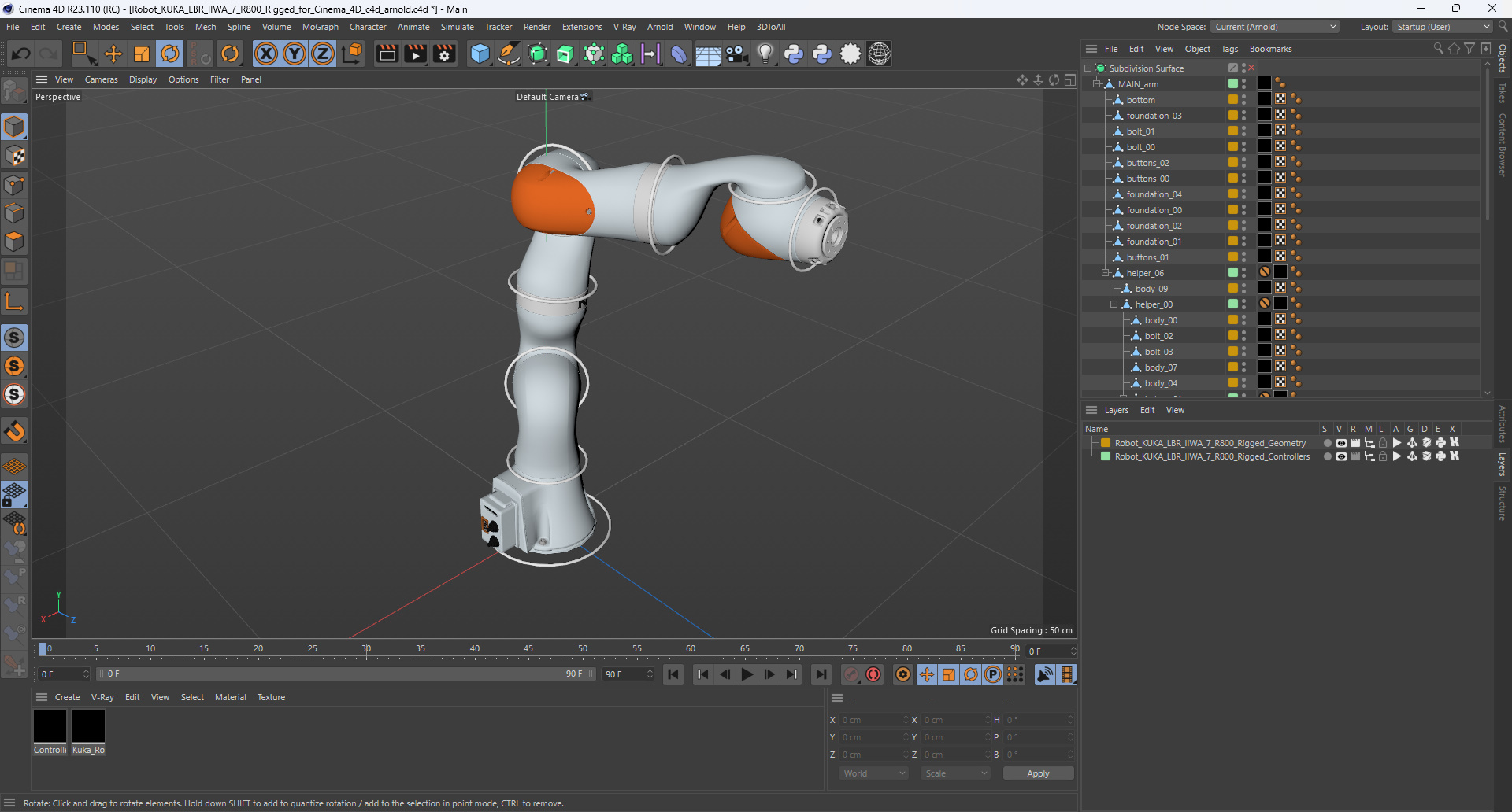 Robot KUKA LBR IIWA 7 R800 Rigged for Cinema 4D 3D