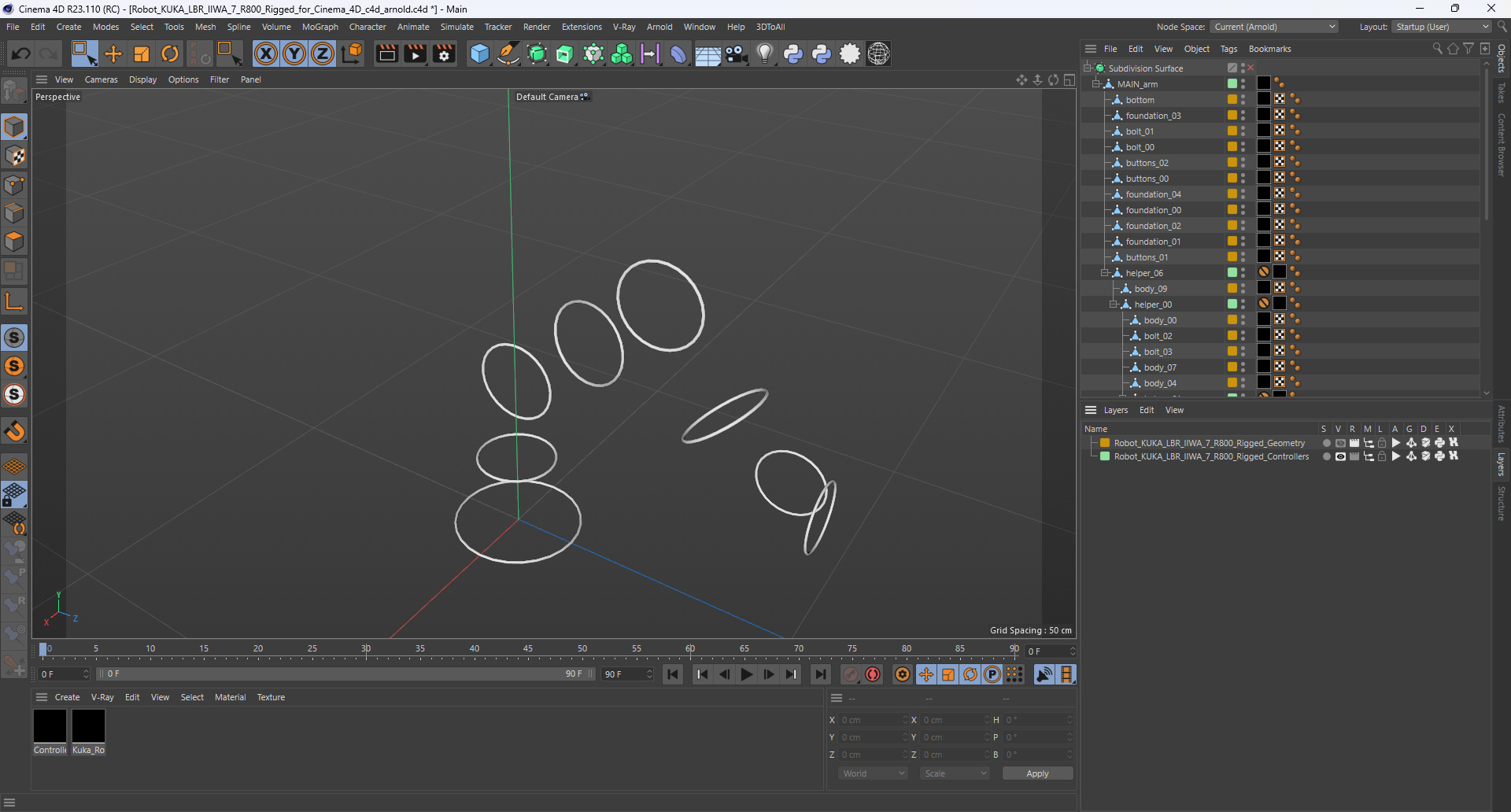 Robot KUKA LBR IIWA 7 R800 Rigged for Cinema 4D 3D