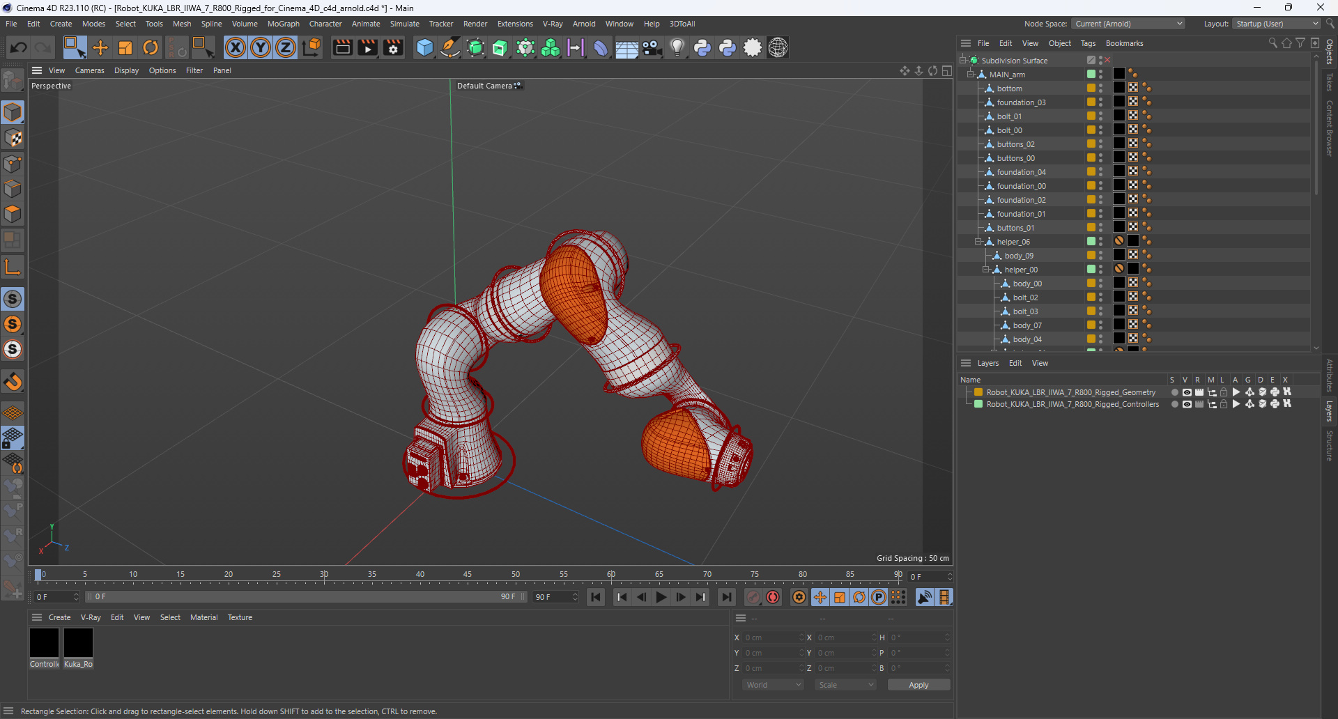 Robot KUKA LBR IIWA 7 R800 Rigged for Cinema 4D 3D