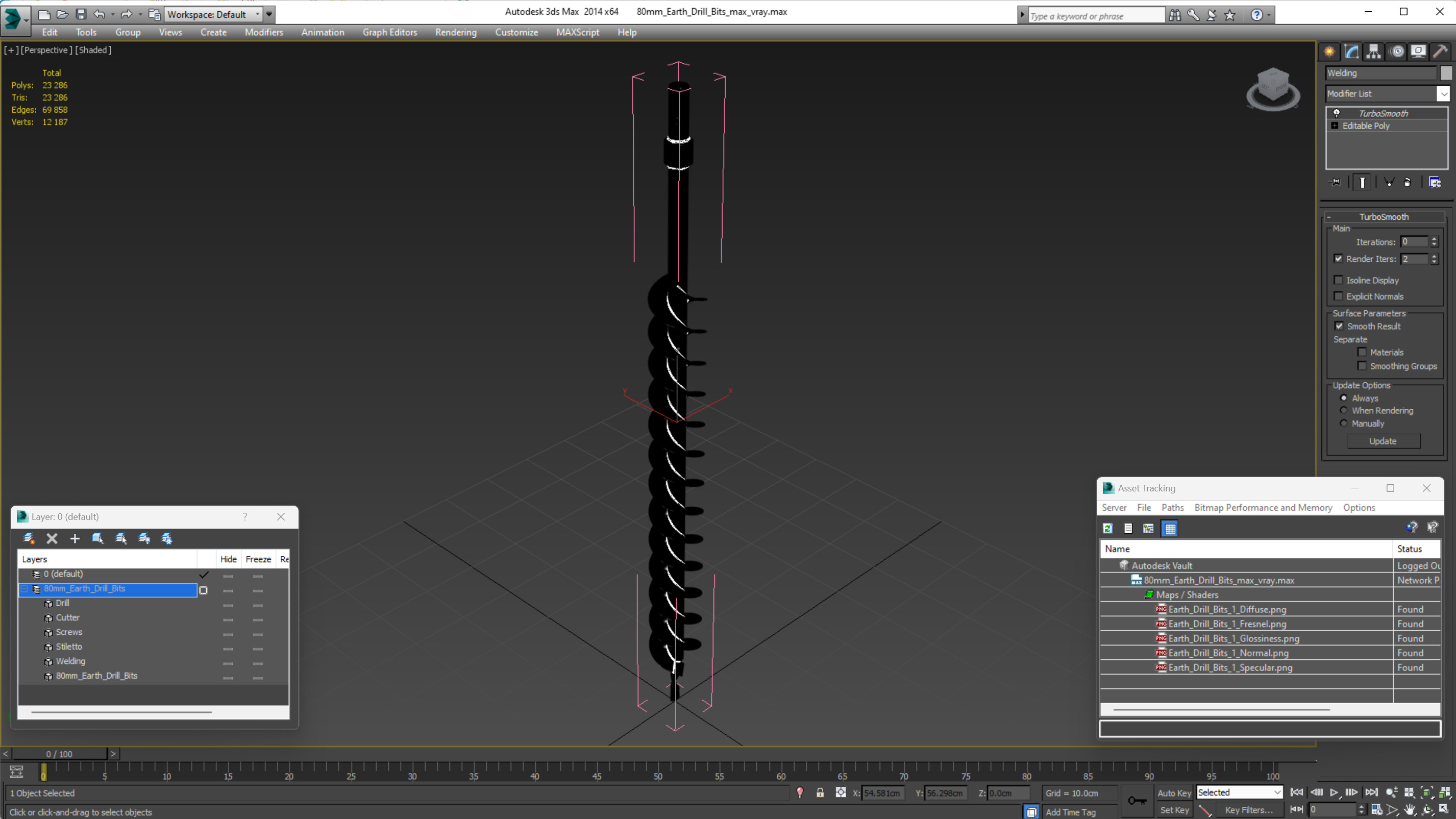 3D 80mm Earth Drill Bits