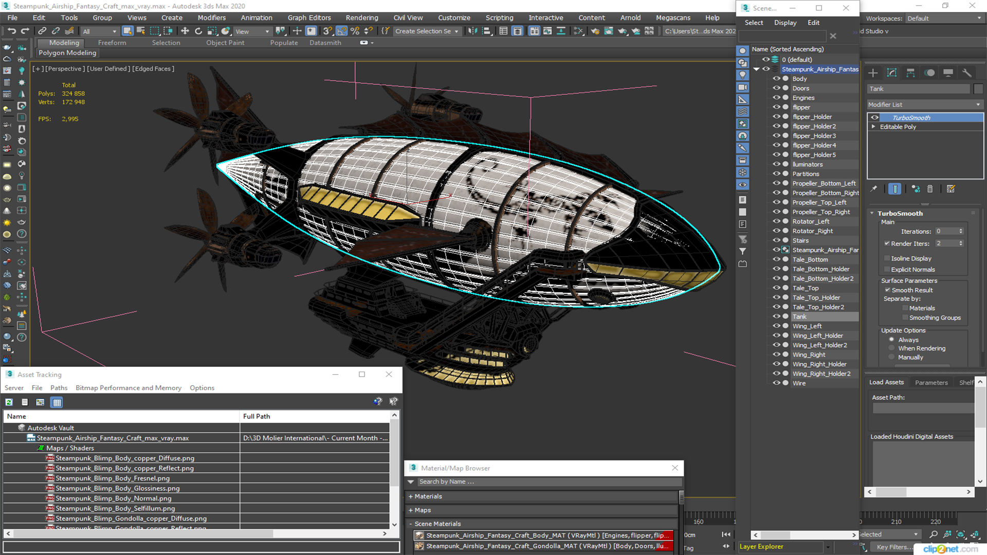 3D Steampunk Airship Fantasy Craft