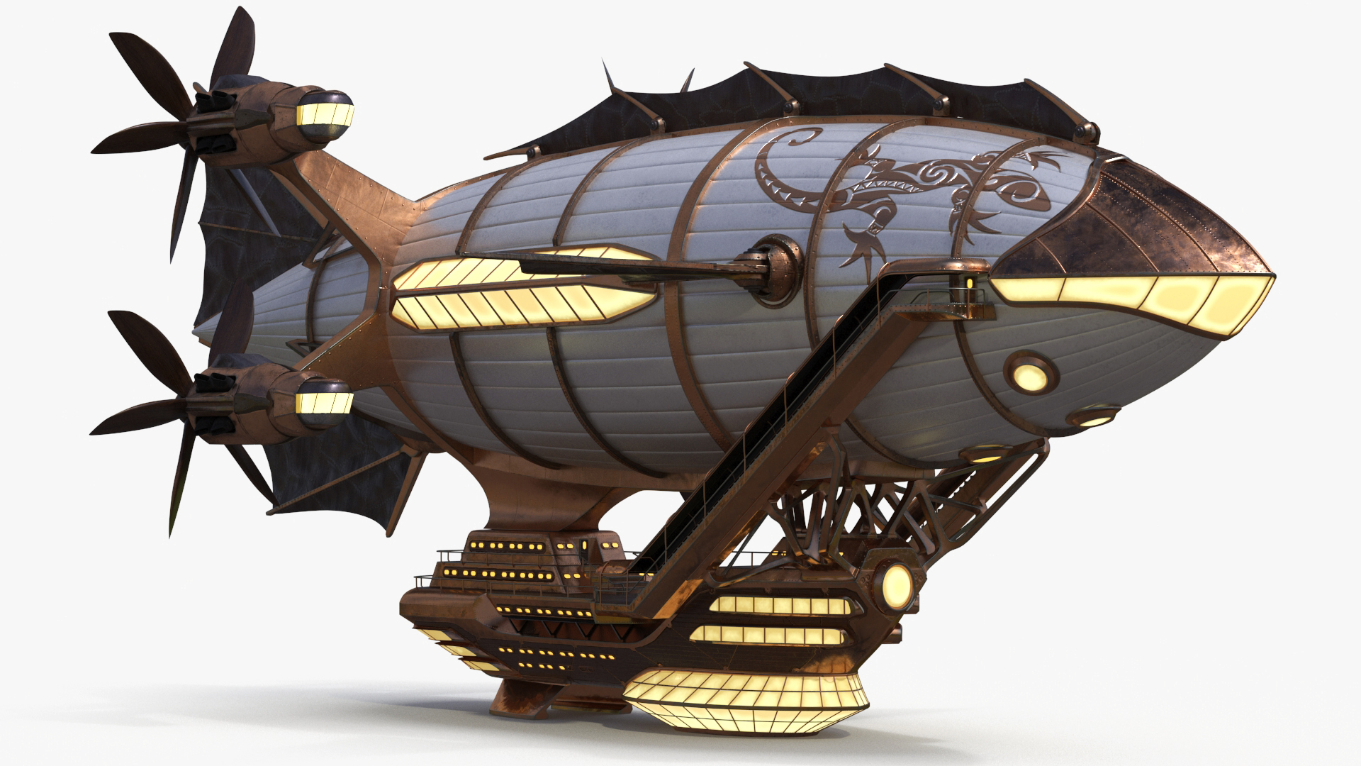 3D Steampunk Airship Fantasy Craft