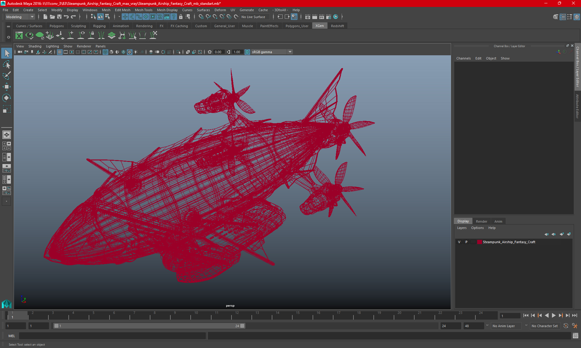3D Steampunk Airship Fantasy Craft