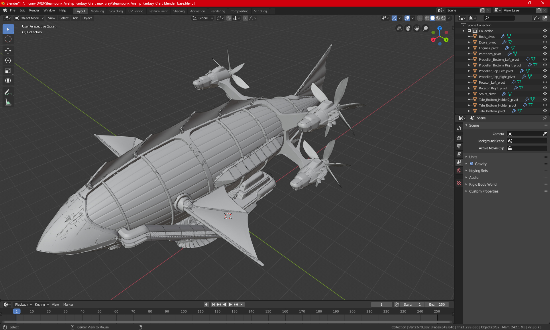 3D Steampunk Airship Fantasy Craft