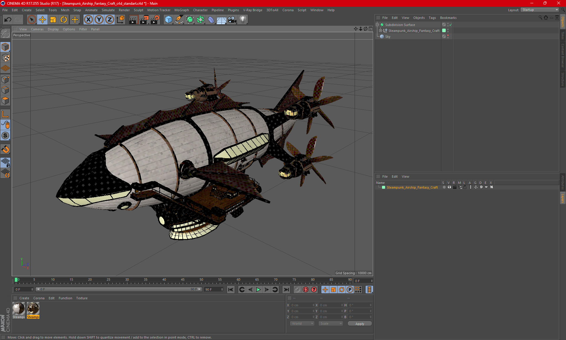 3D Steampunk Airship Fantasy Craft