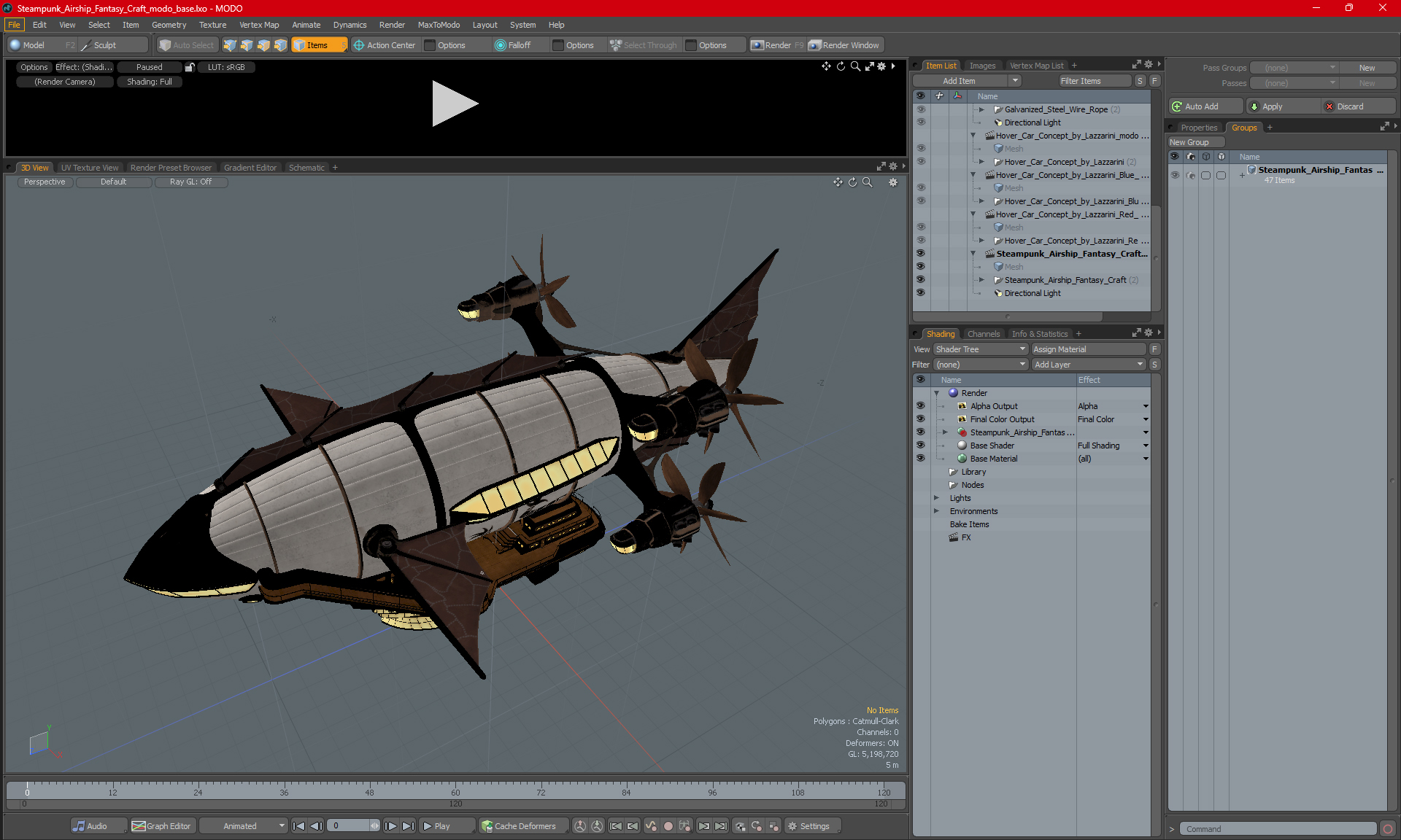 3D Steampunk Airship Fantasy Craft