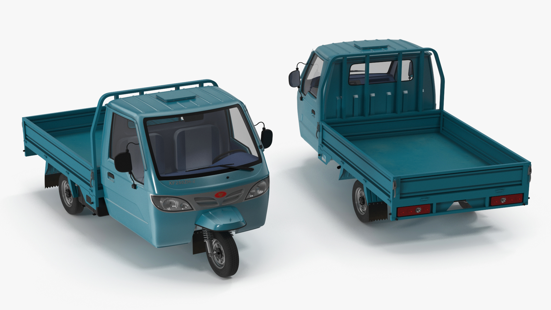 3D model Asian Delivery Trike with Open Body Blue