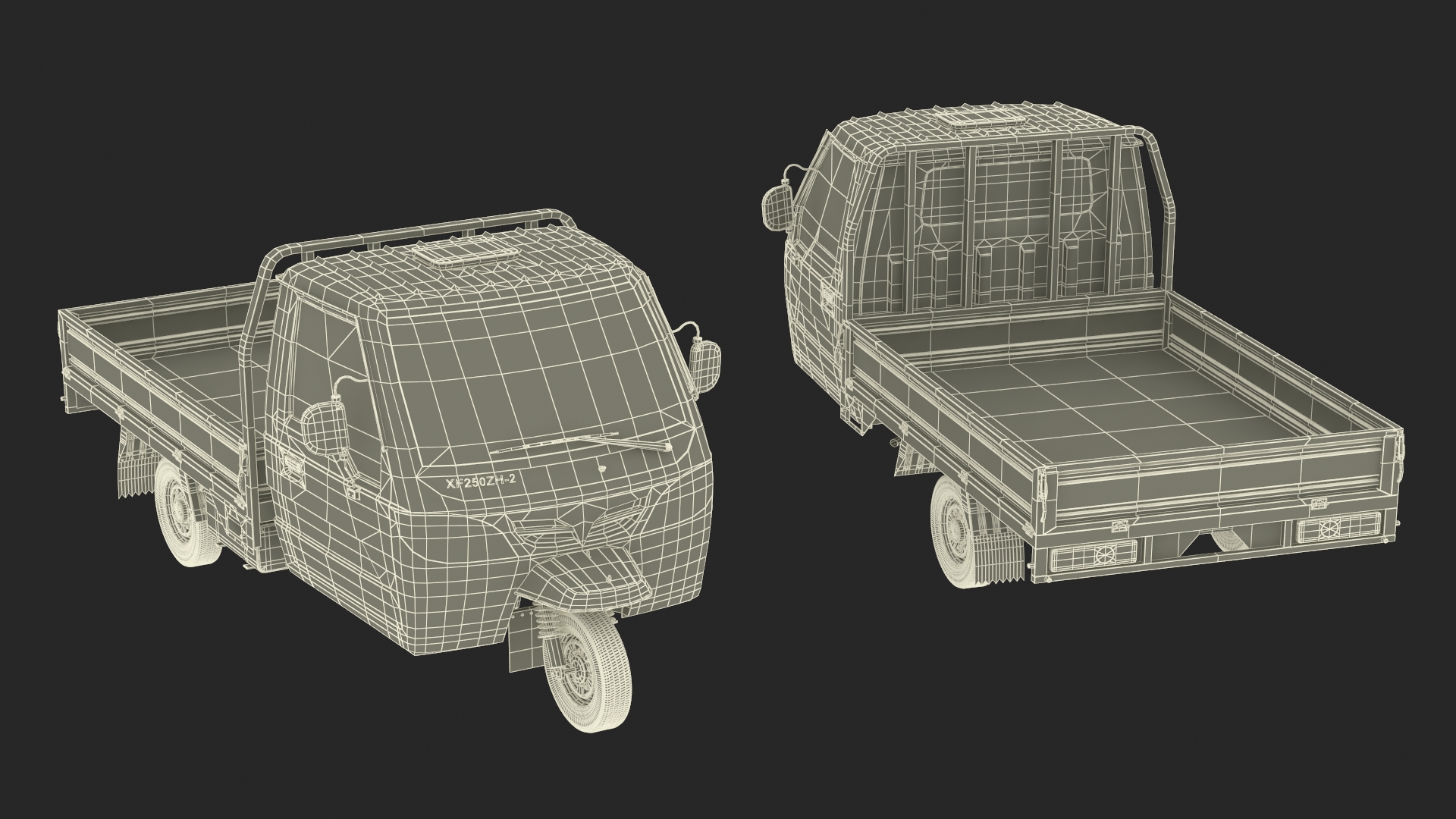 3D model Asian Delivery Trike with Open Body Blue