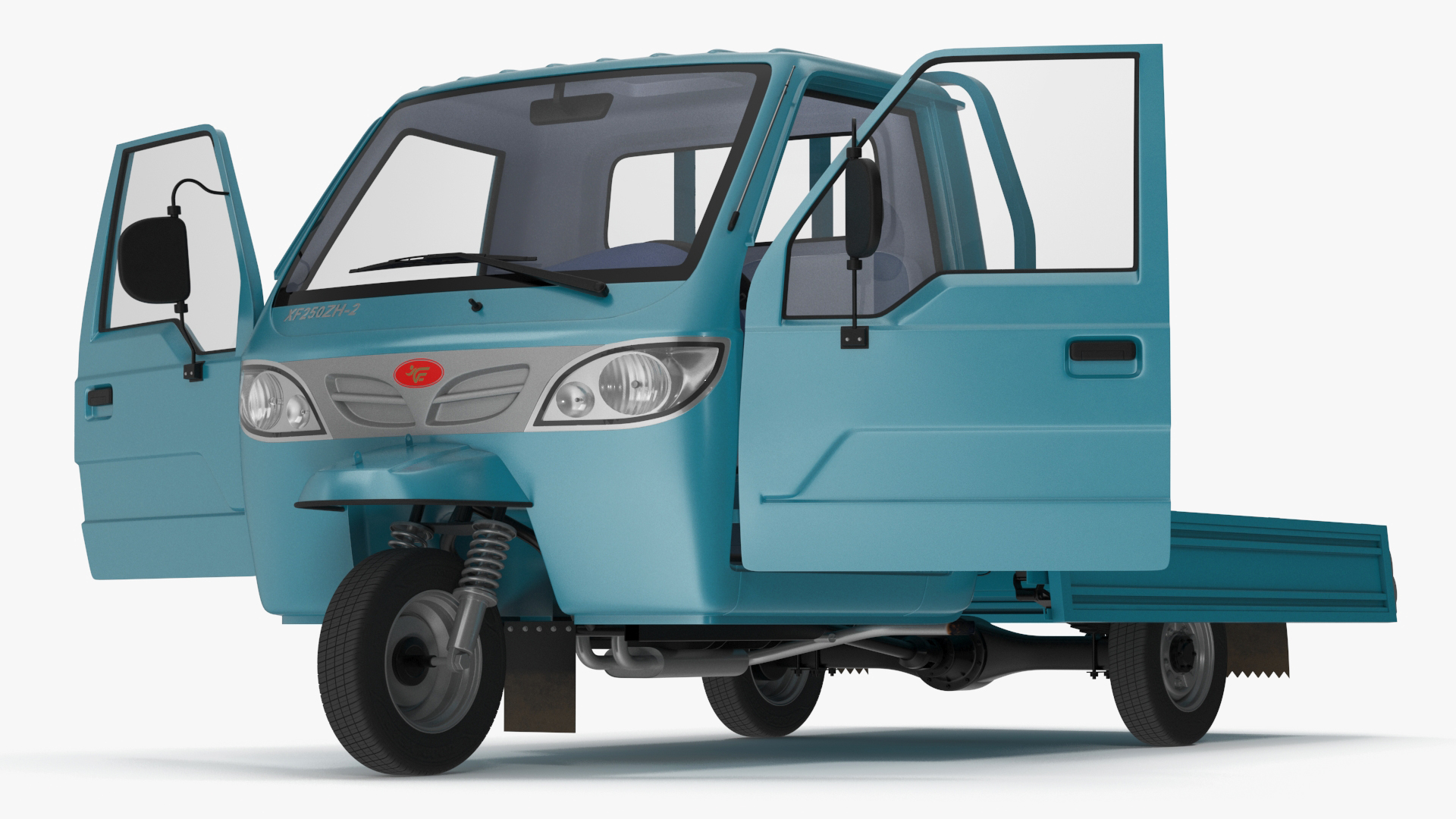 3D model Asian Delivery Trike with Open Body Blue