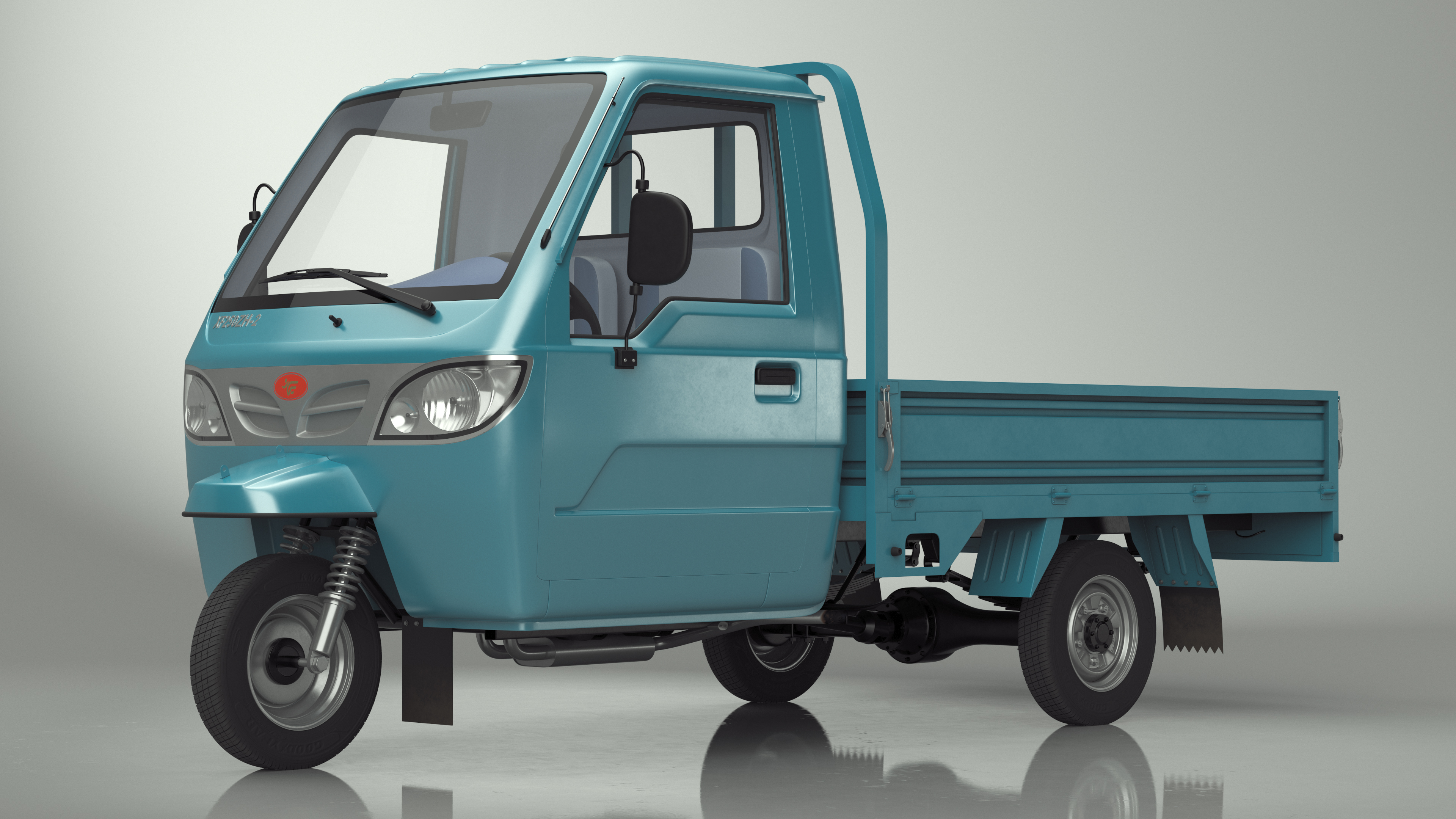 3D model Asian Delivery Trike with Open Body Blue
