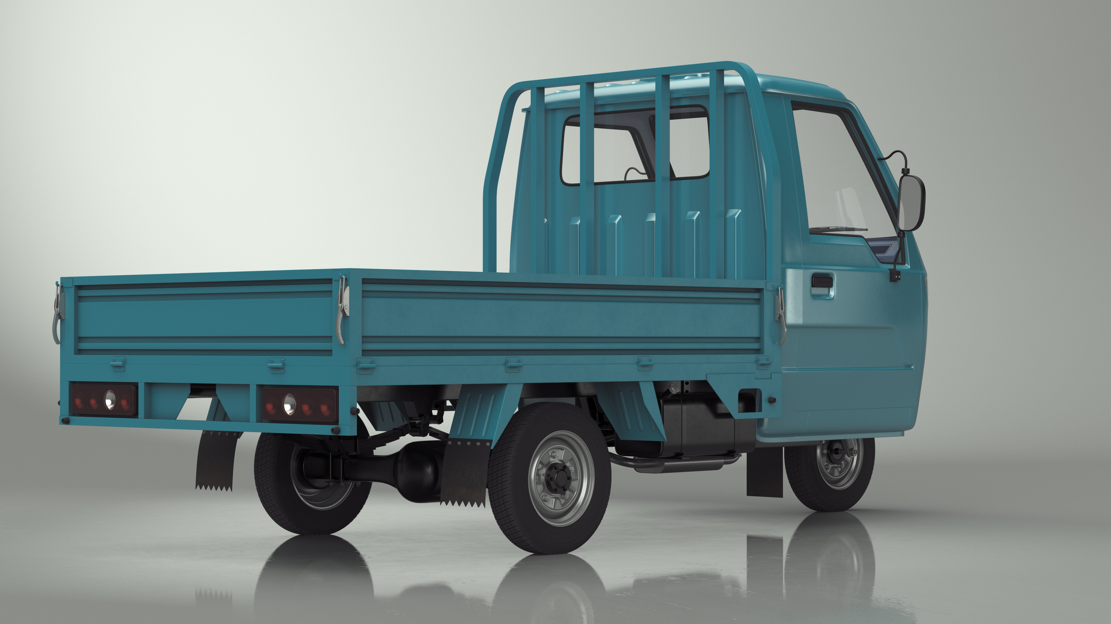 3D model Asian Delivery Trike with Open Body Blue