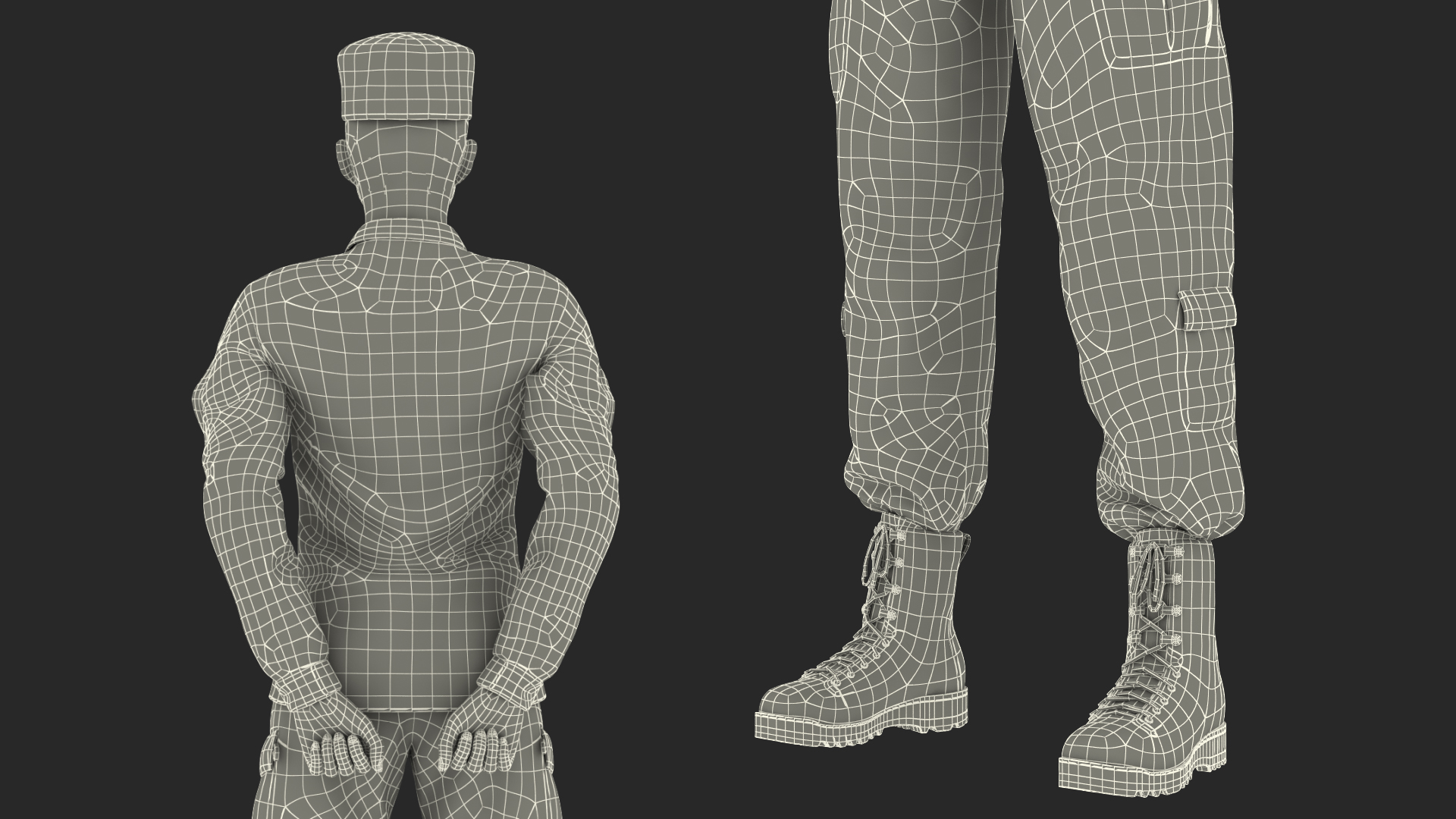 3D Black Female Soldier Camouflage Green Standing Pose