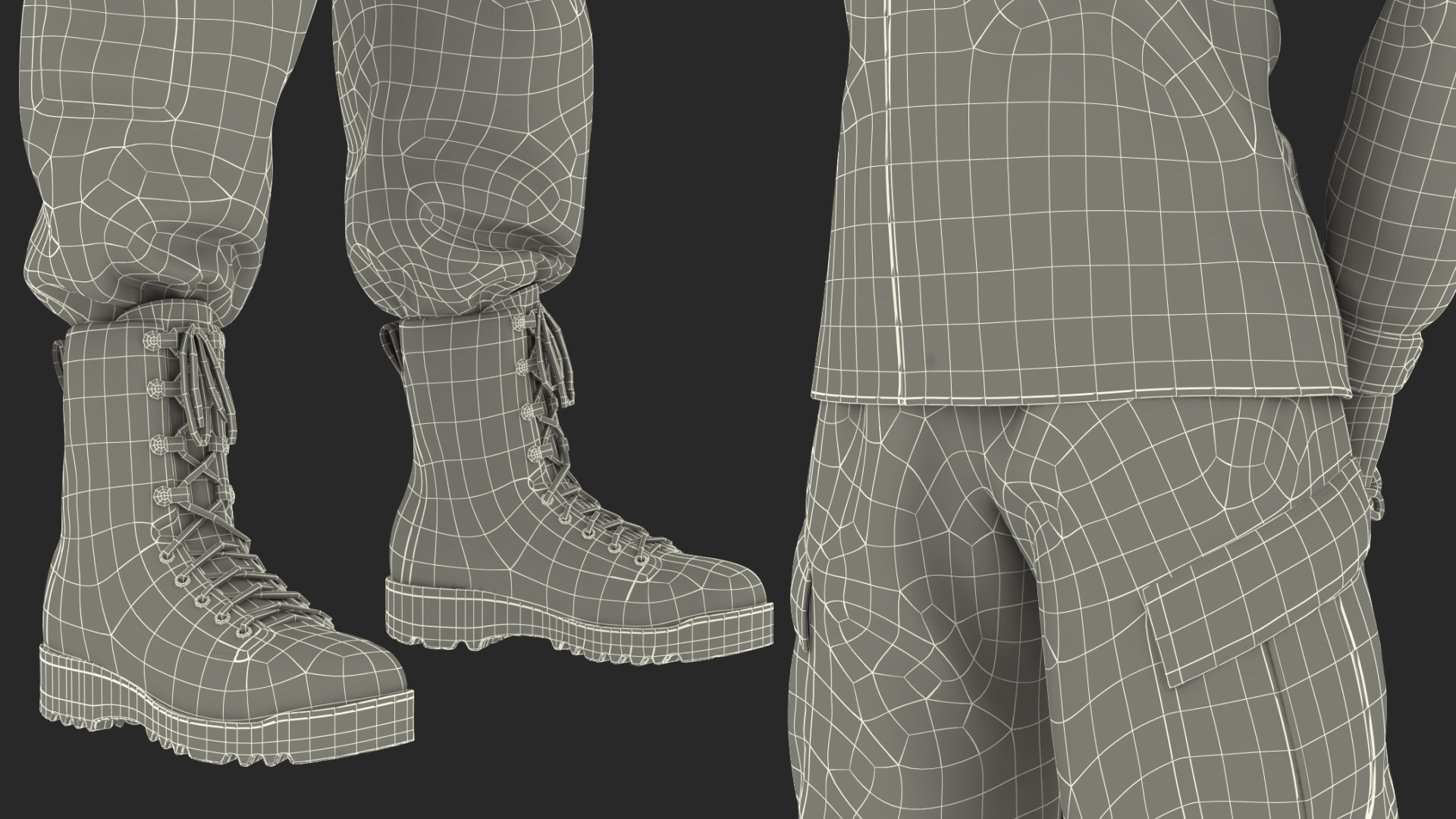 3D Black Female Soldier Camouflage Green Standing Pose