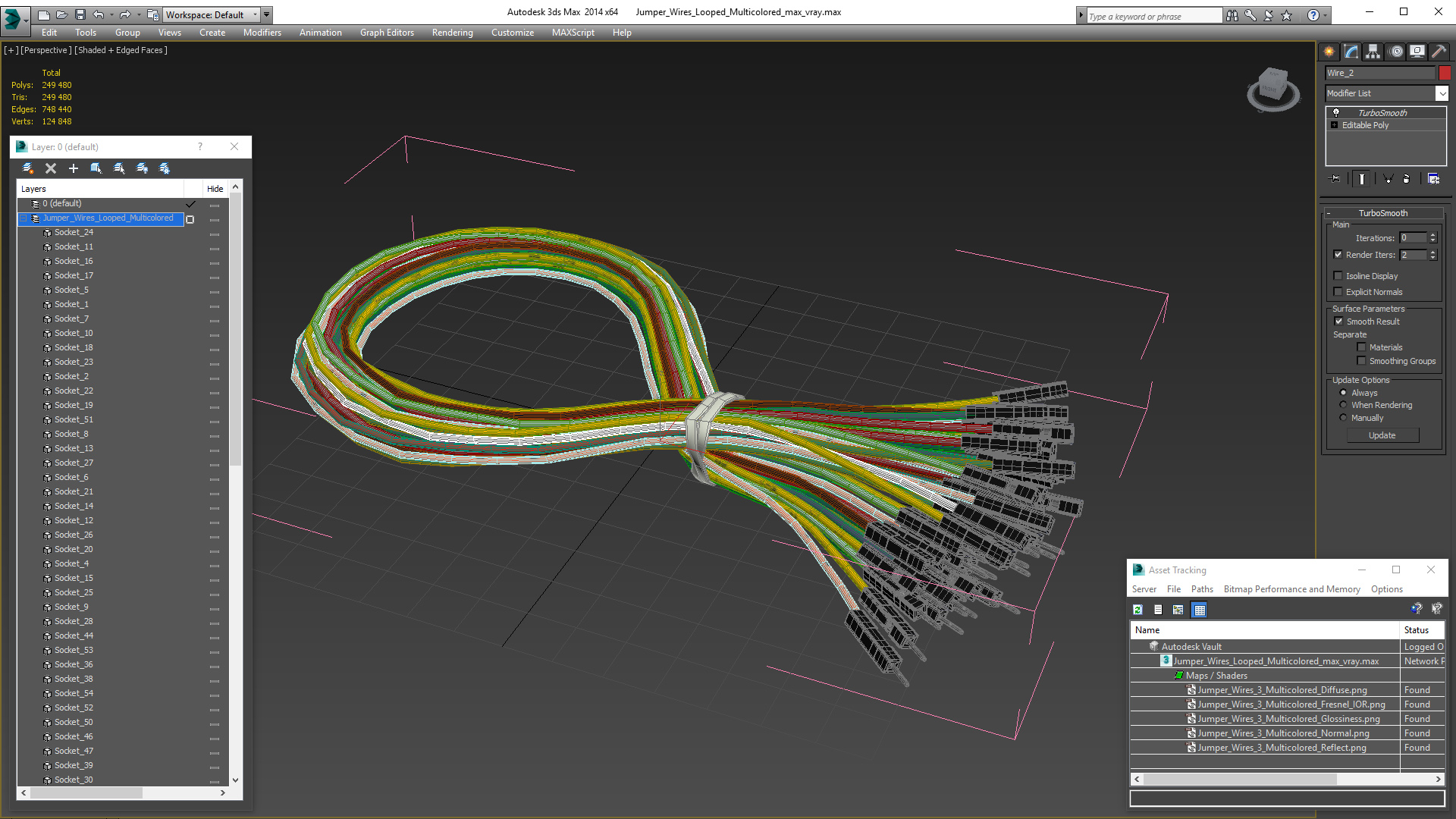 Jumper Wires Looped Multicolored 3D