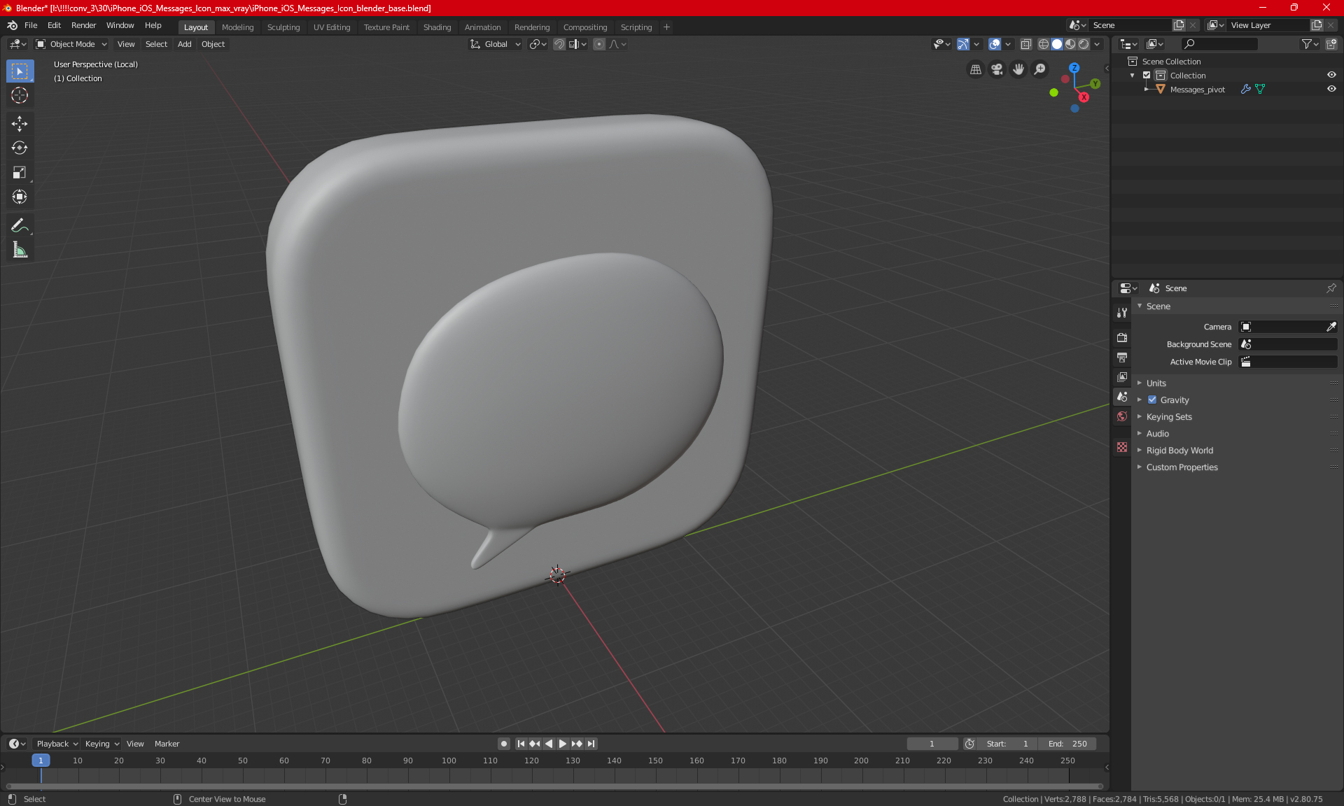 iPhone iOS Messages Icon 3D model