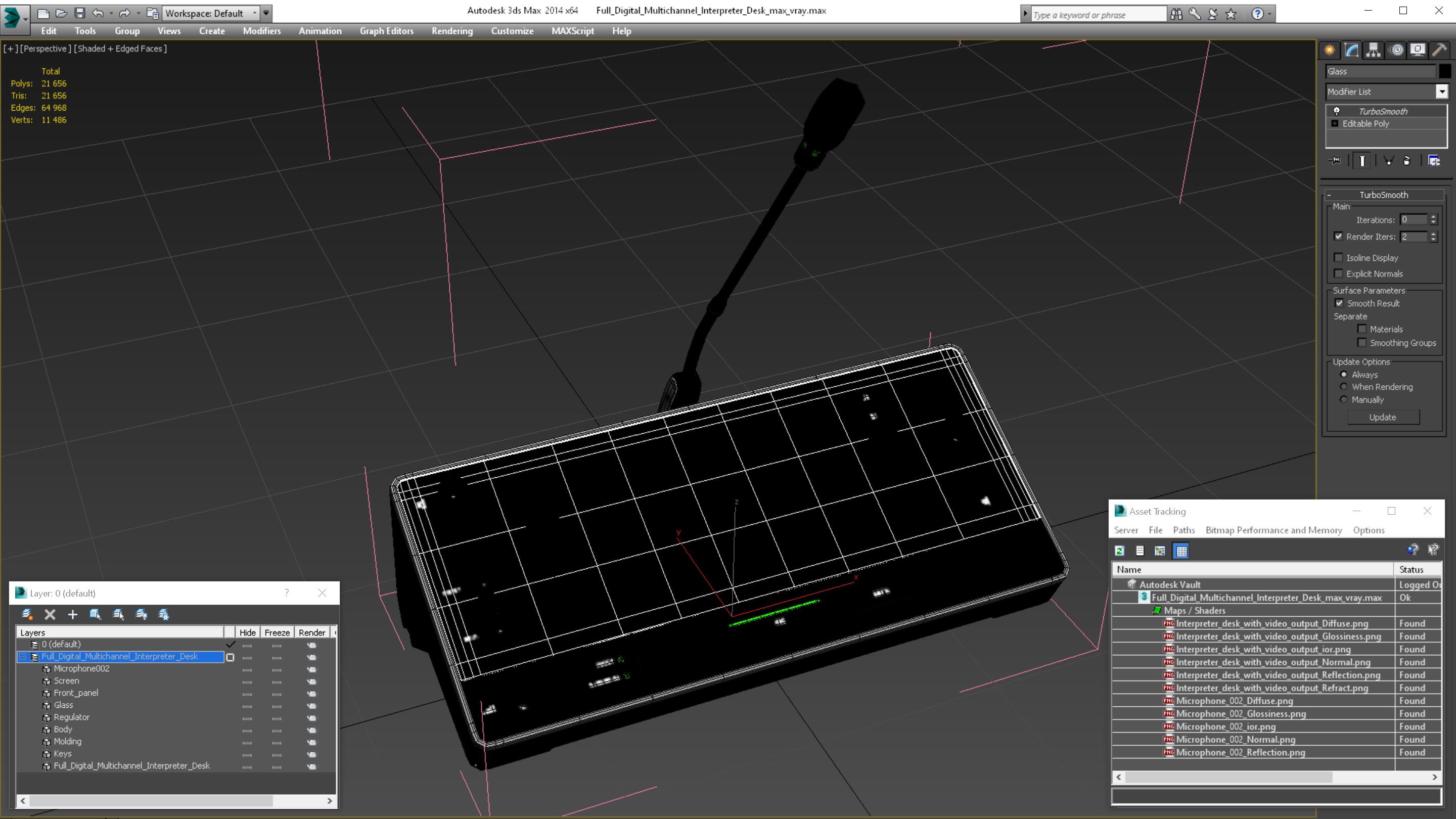 Full Digital Multichannel Interpreter Desk 3D