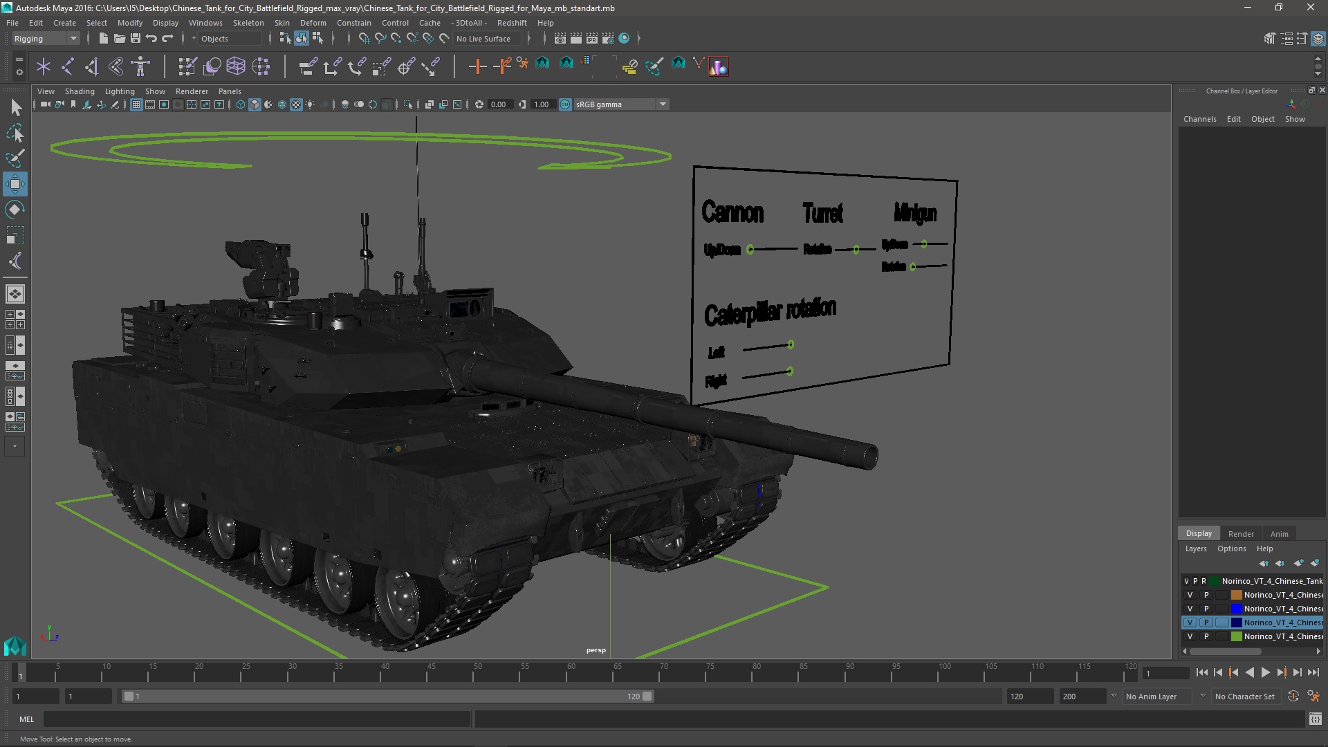 Chinese Tank for City Battlefield Rigged for Maya 3D model